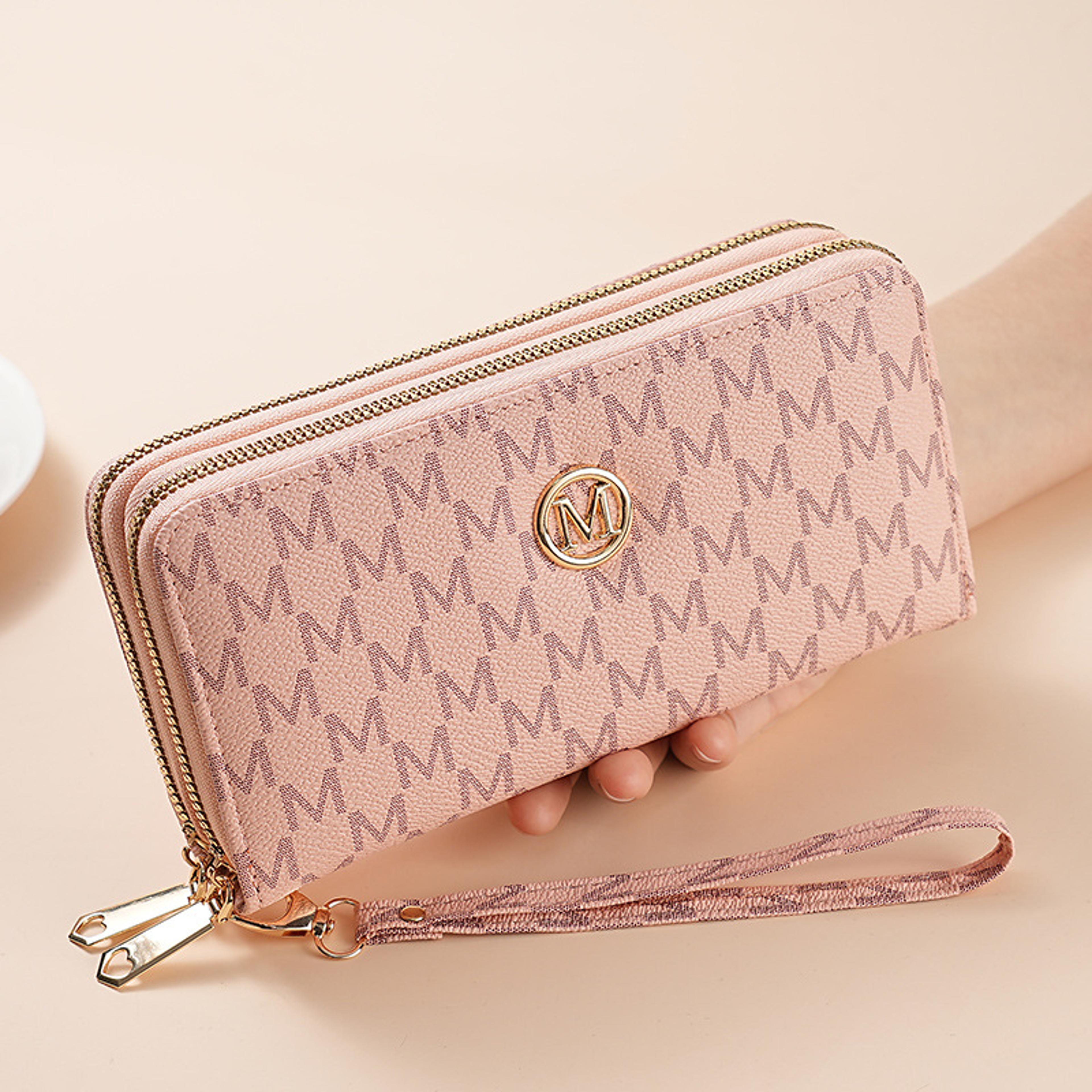 Dual Zip Long Clutch Wallet With Wristlet Strap Card Holder For Women  Men 6
