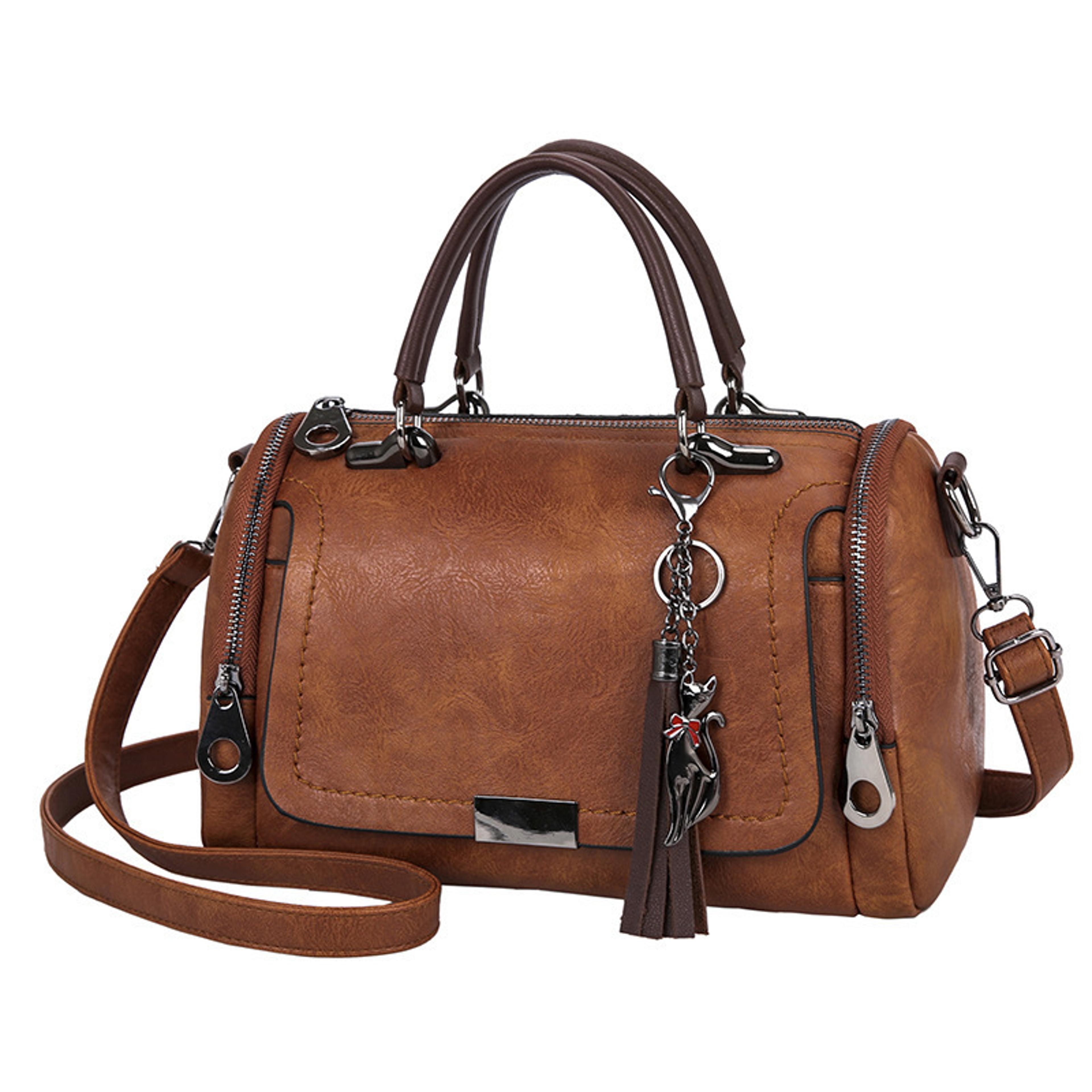 vintage large capacity shoulder bag for women with removable strap boston crossbody handbag
