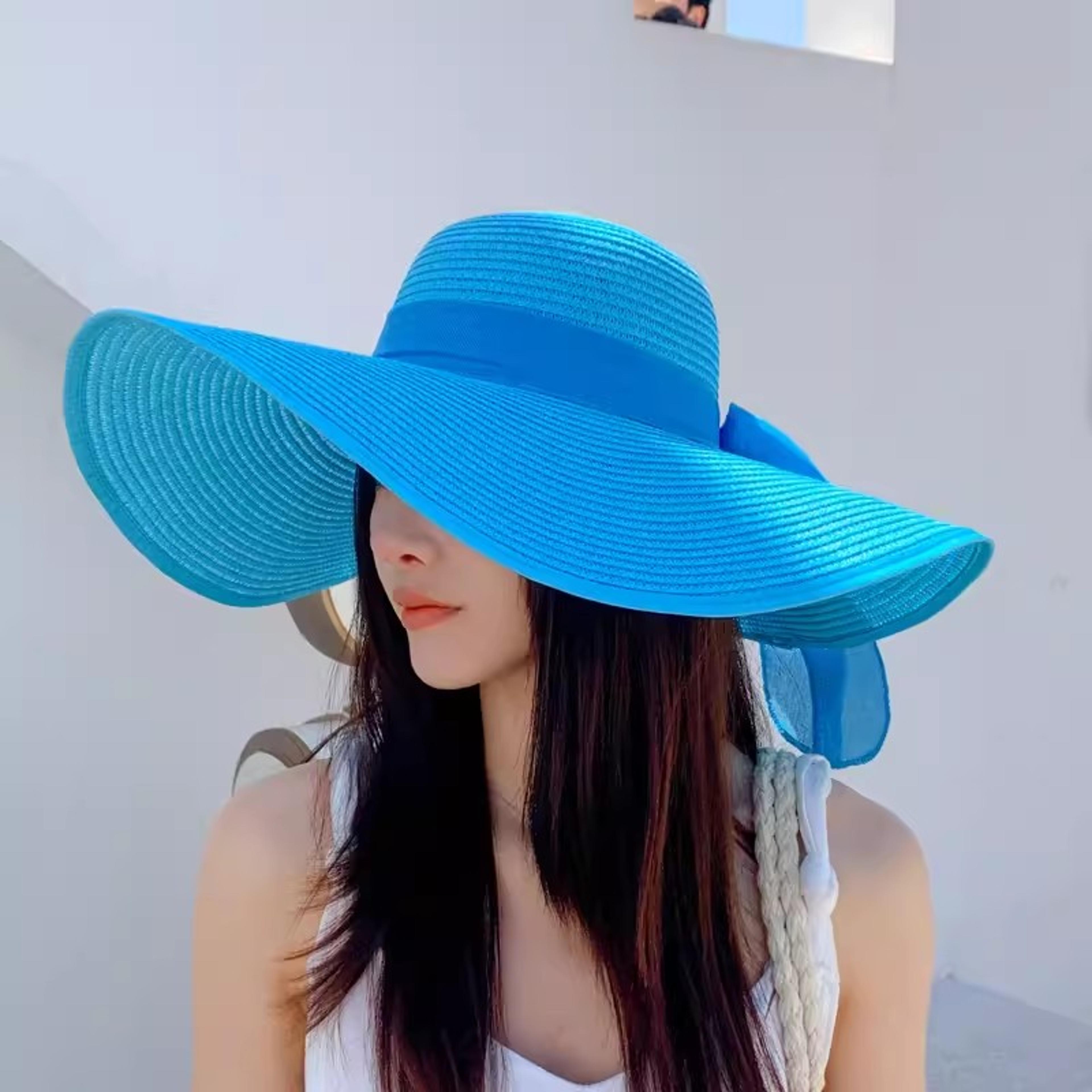 Wide Brim Straw Beach Hat Foldable Womens Sun Hat For Summer Travel  UV Protection 0