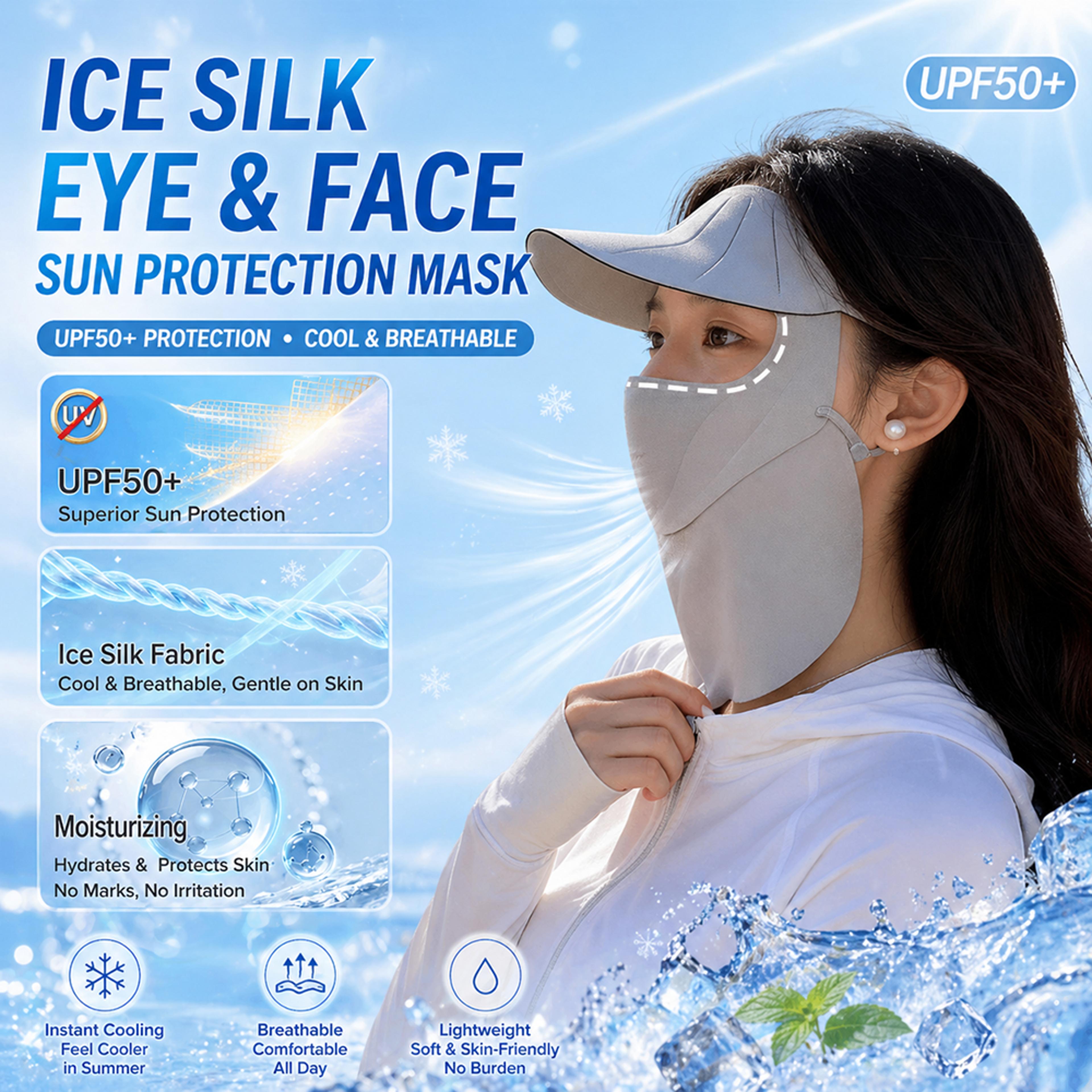 Ice Silk UV Protection Face Mask With Cooling Visor And Neck Shield 3