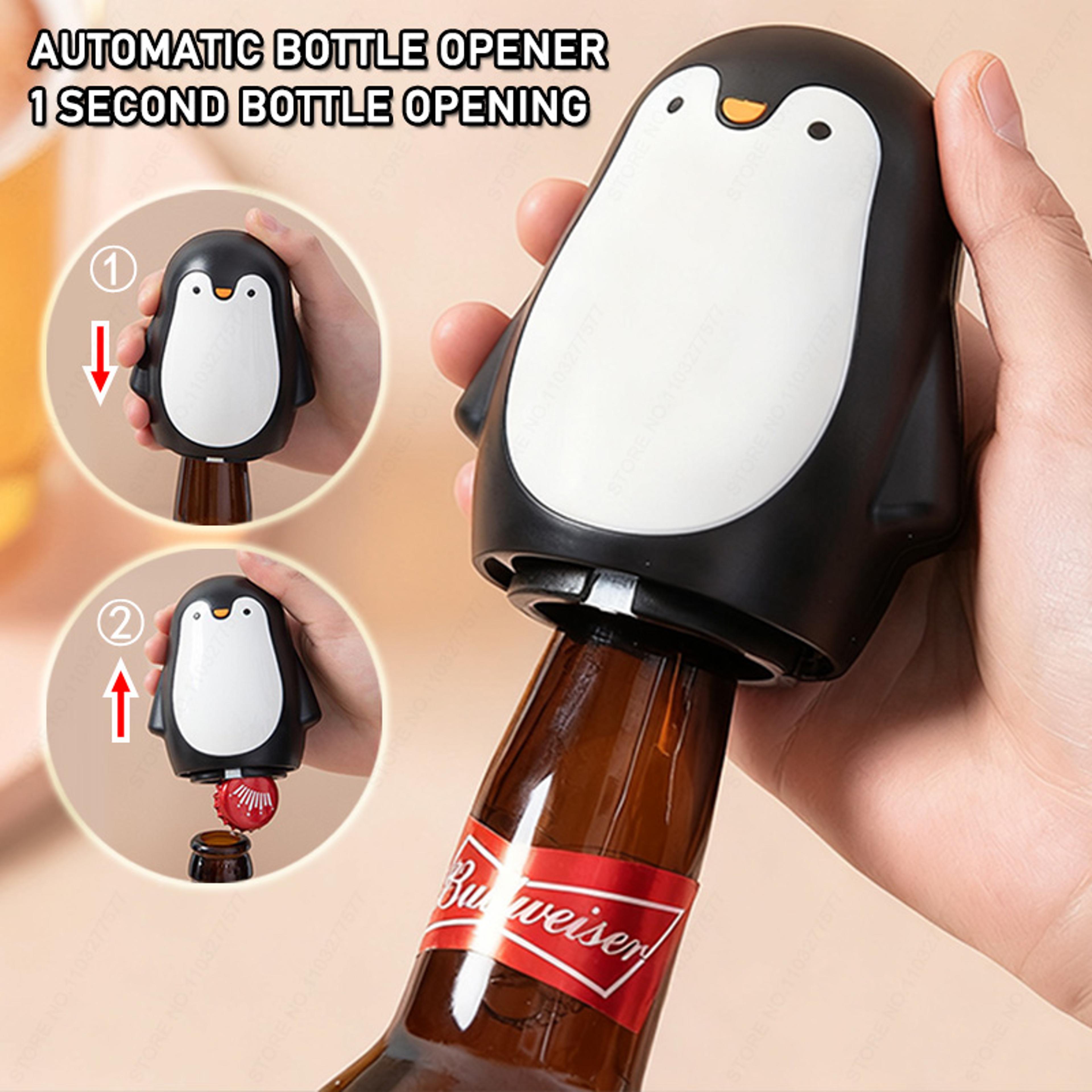 Penguin Automatic Magnetic Bottle Opener With Cap Catcher For Beer  Soda Bottles 1