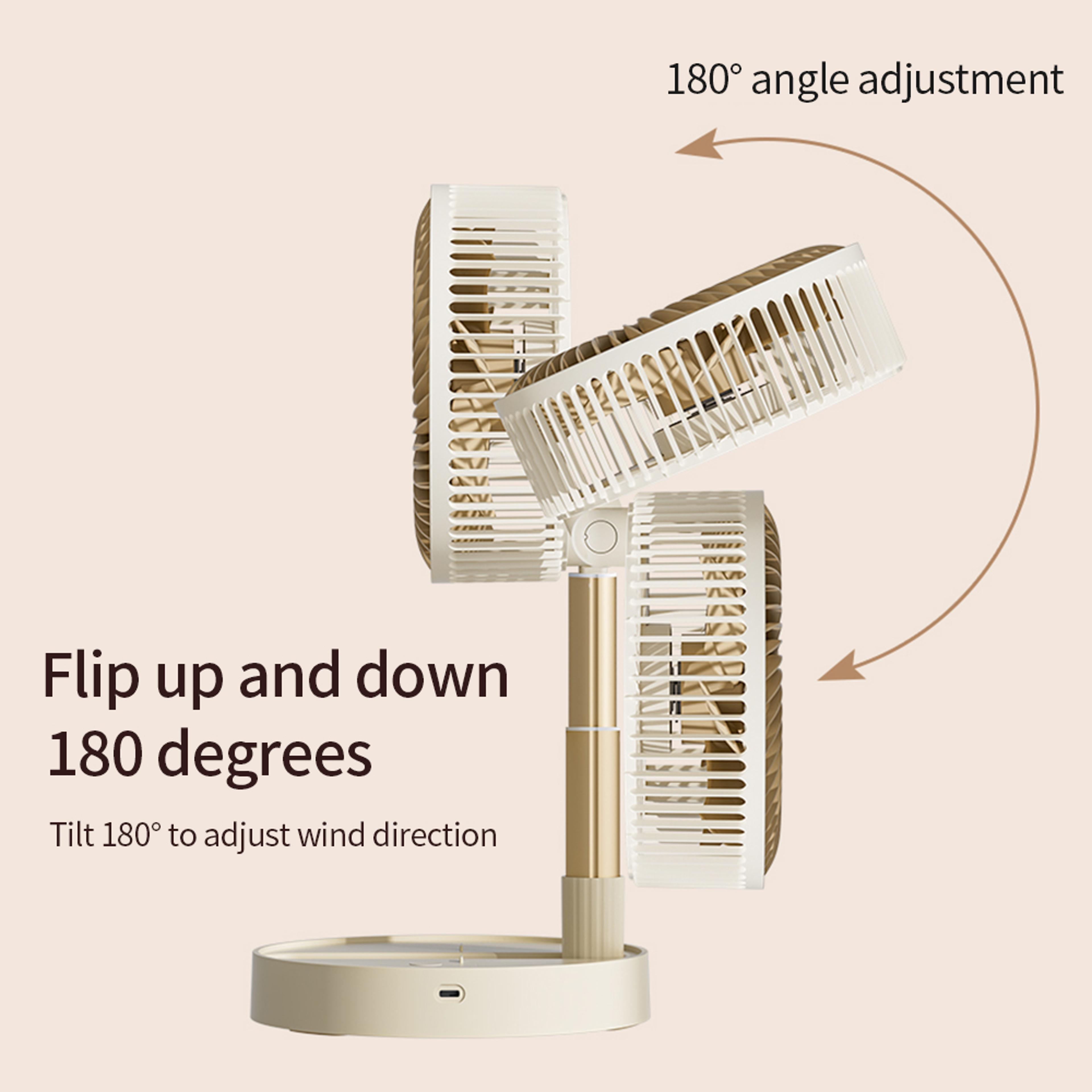 Portable Rechargeable Fan With Foldable Stand USB Desk Fan Speeds  Timer 3
