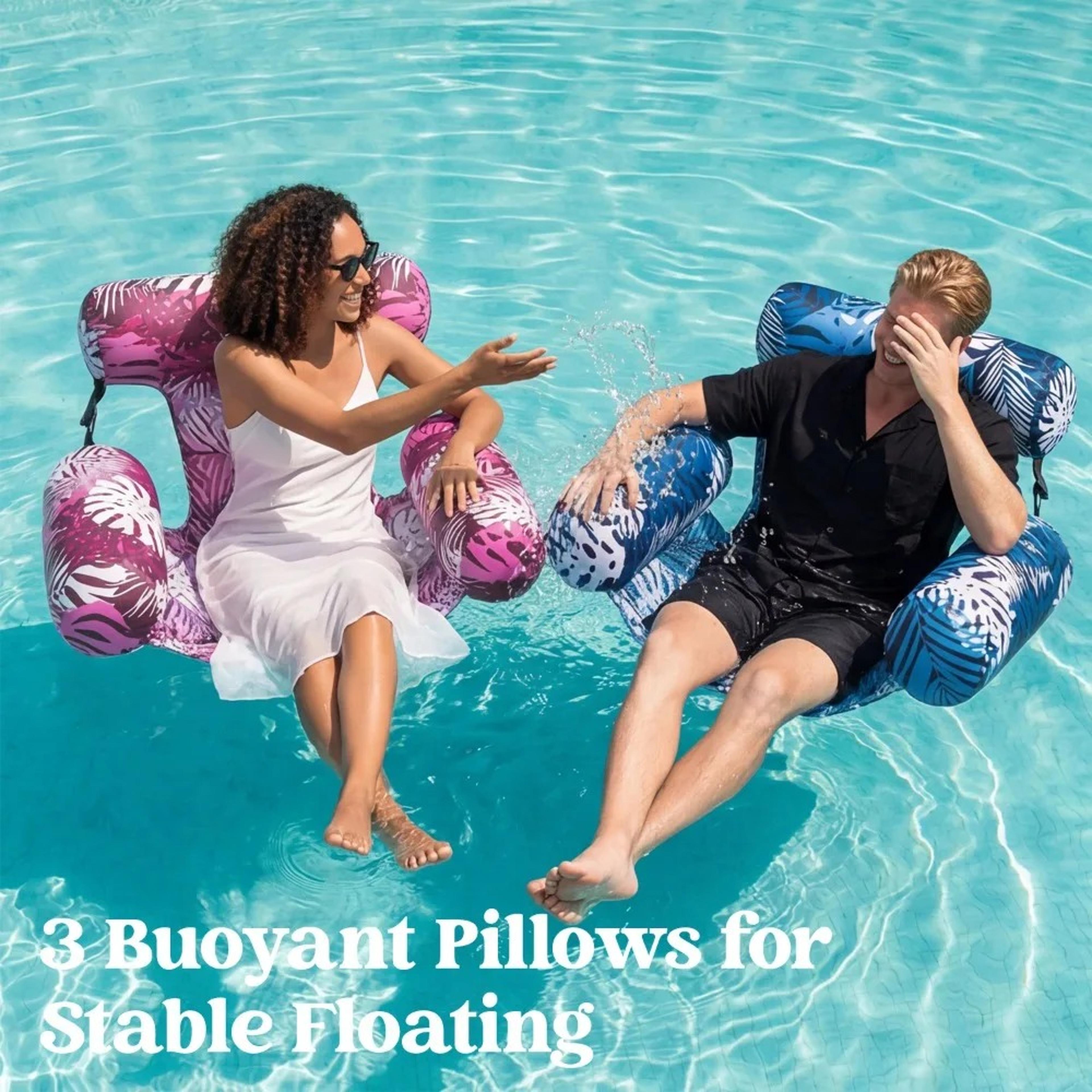 Heavy Duty Inflatable Pool Lounge Chair Portable Pool Float Recliner For Adults 2