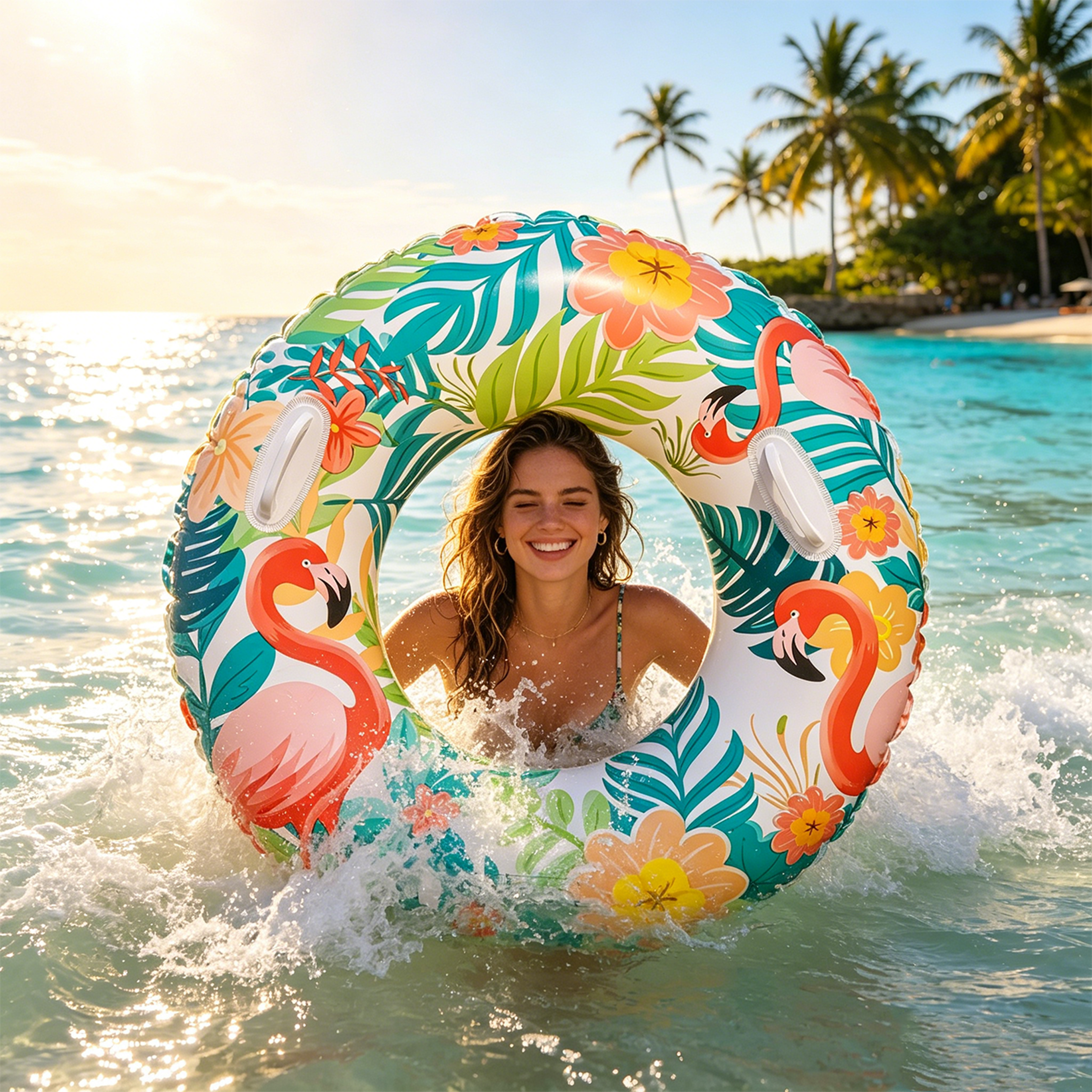 Tropical Flamingo Pool Float Inflatable Swim Ring For Adults Beach  Pool Parties 0