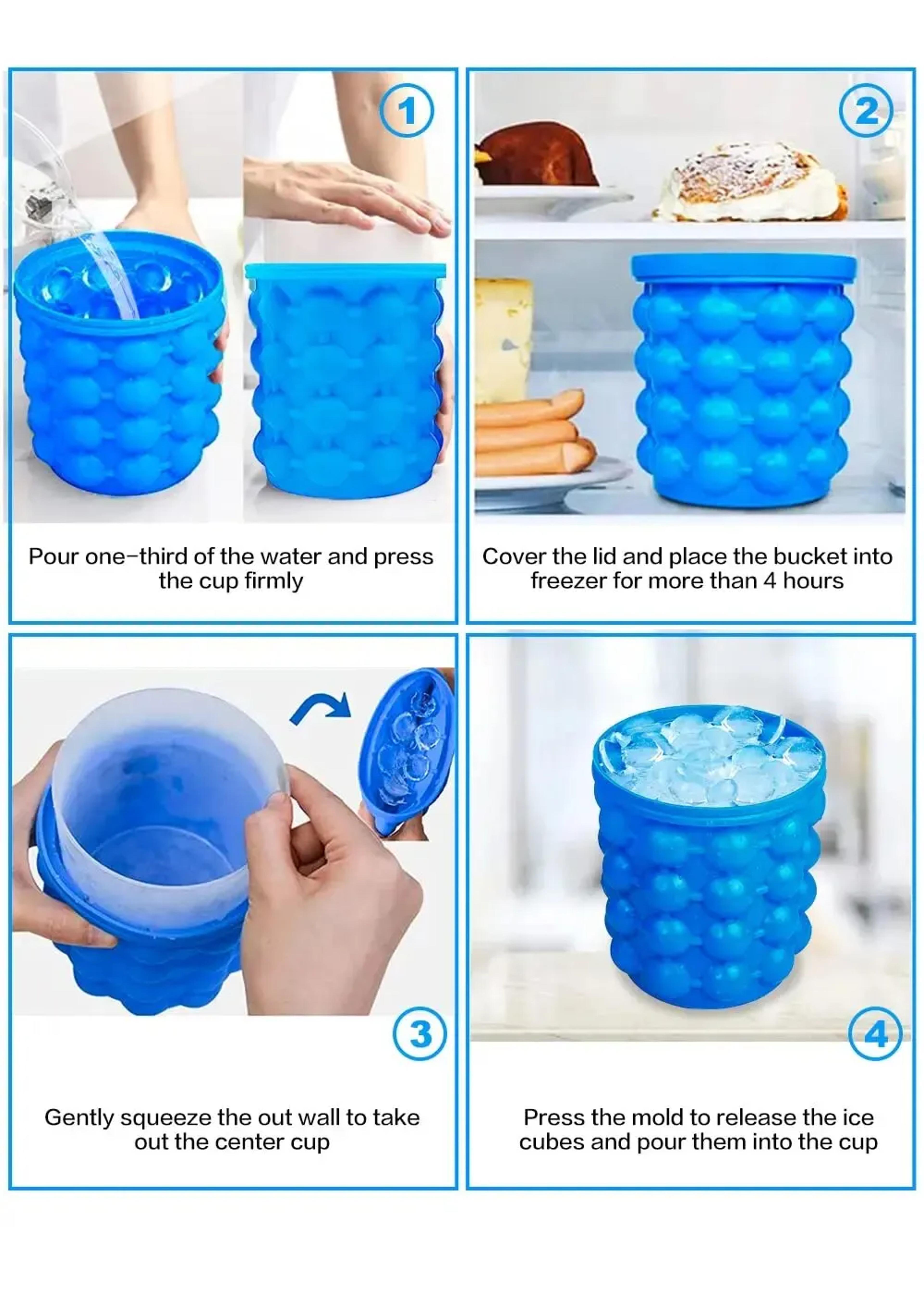 Portable Silicone Ice Cube Maker Bucket With Lid For Whiskey Wine  Cold Drinks 4
