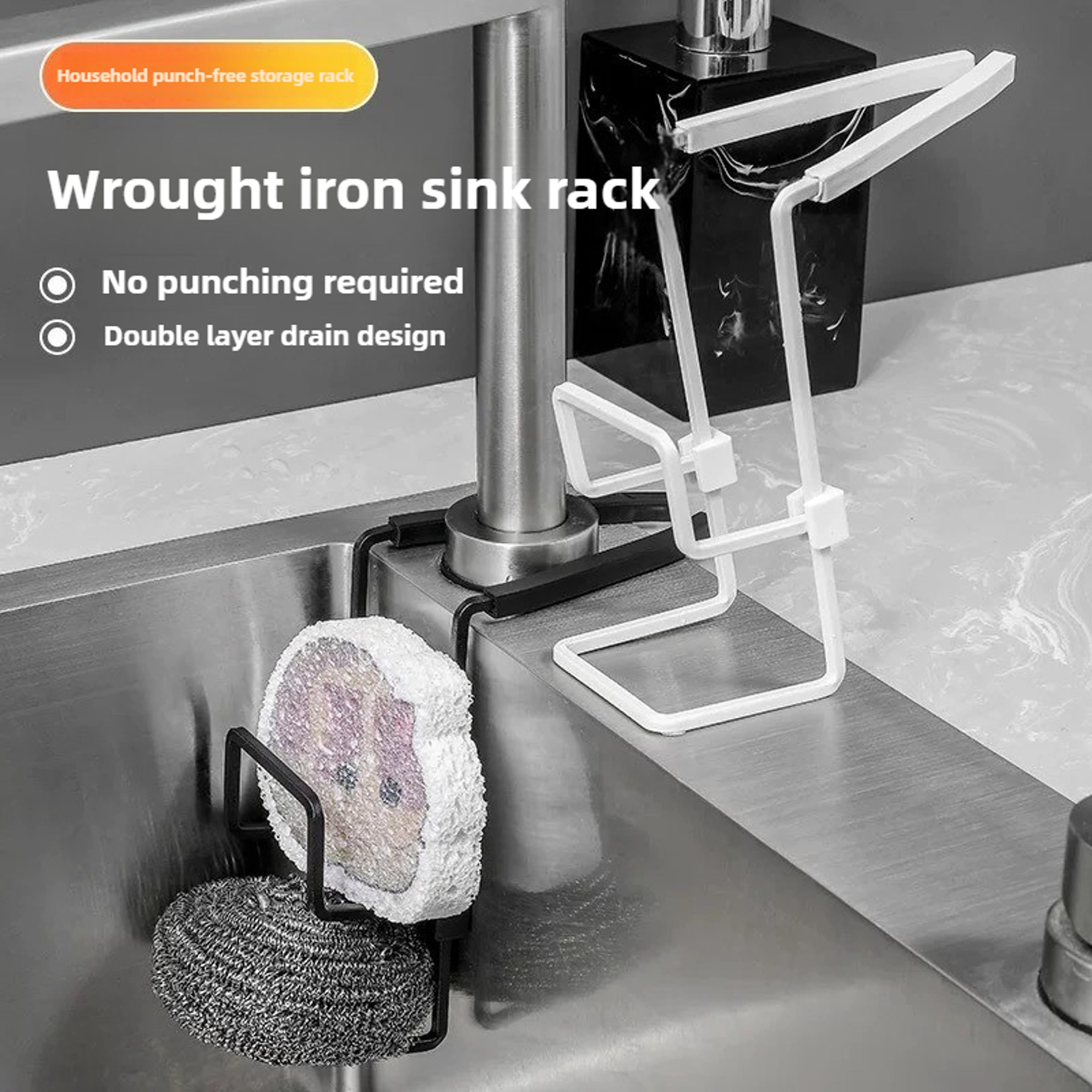 Rustproof Kitchen Sink Organizer Double Layer Sponge Holder Faucet Shelf 1