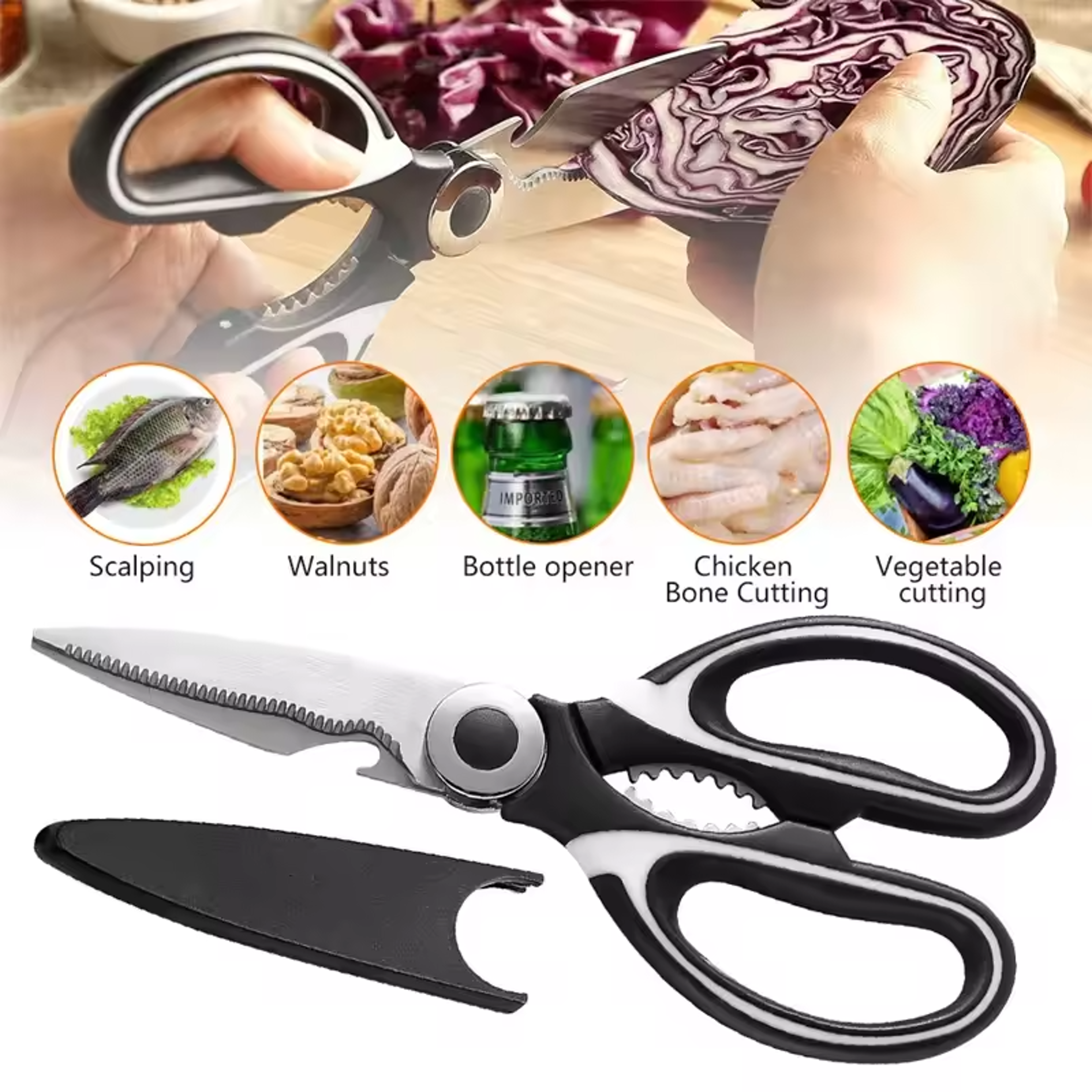 Heavy Duty Kitchen Scissors Stainless Steel Kitchen Shears For Meat Poultry Fish  Pizza 3