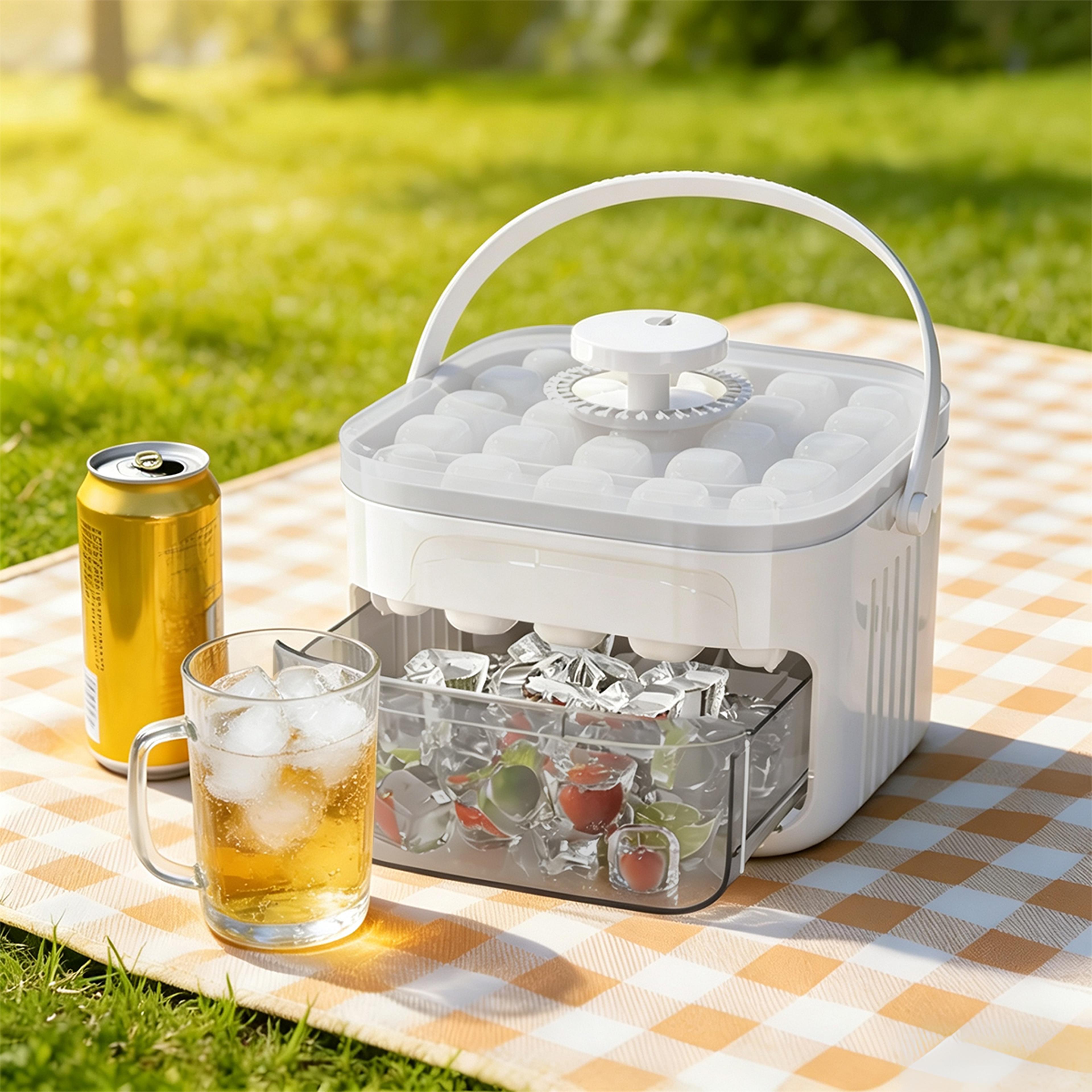Grid Easy Release Ice Cube Tray With Lid And Storage Bin Reusable Ice Maker Mold 0