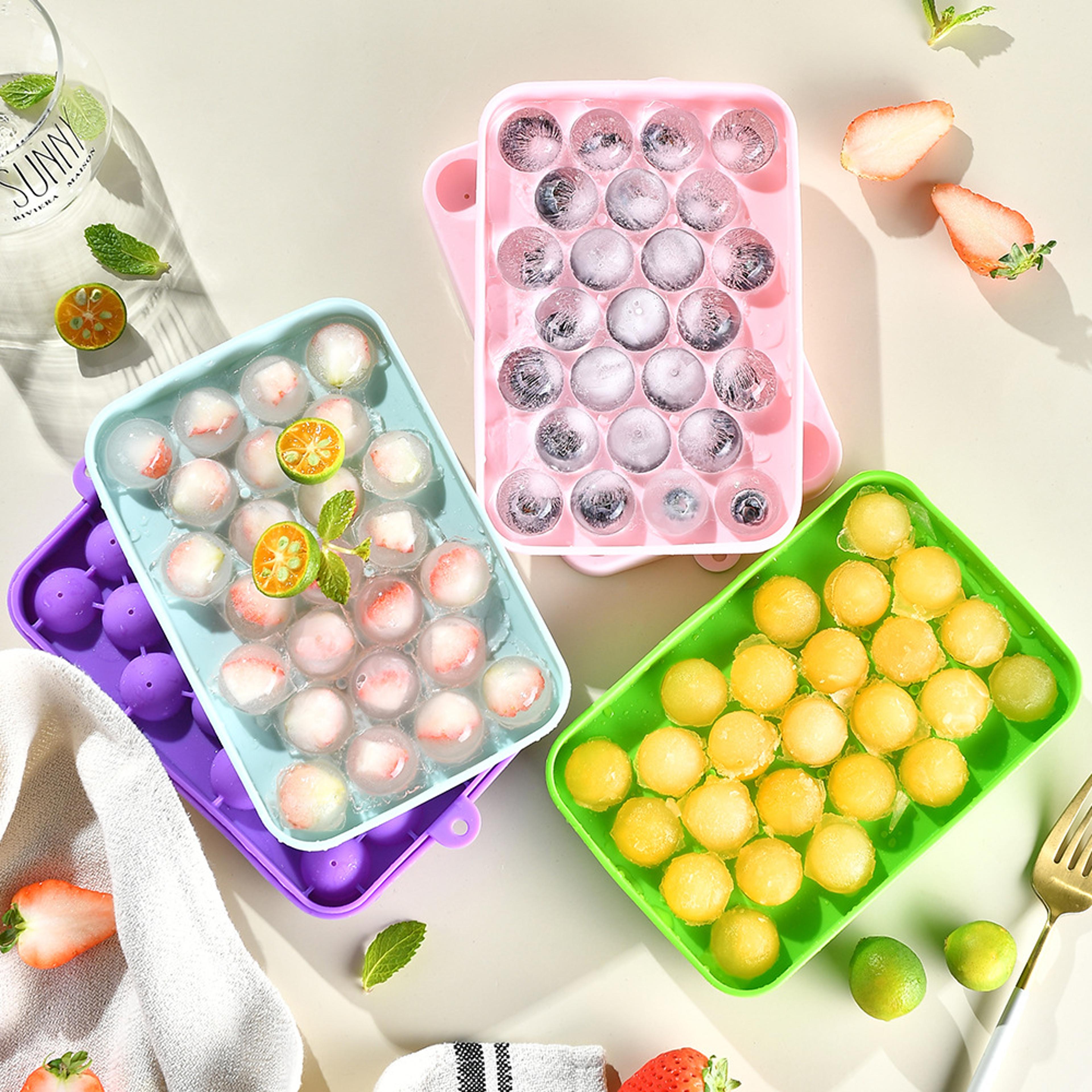 Cavity Silicone Ice Cube Tray With Lid Reusable Ice Ball Mold For Fruit Infused Drinks 0