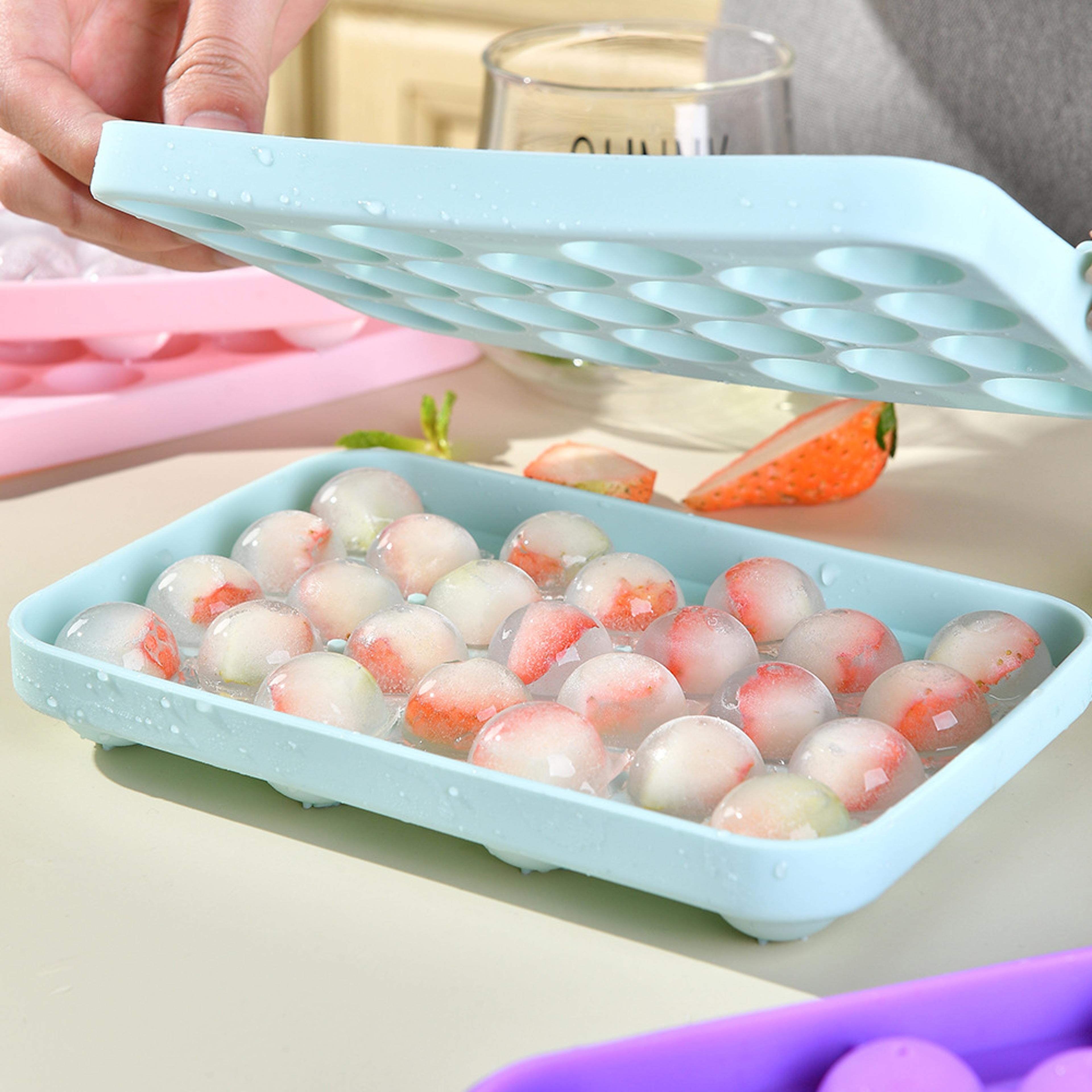 Cavity Silicone Ice Cube Tray With Lid Reusable Ice Ball Mold For Fruit Infused Drinks 1