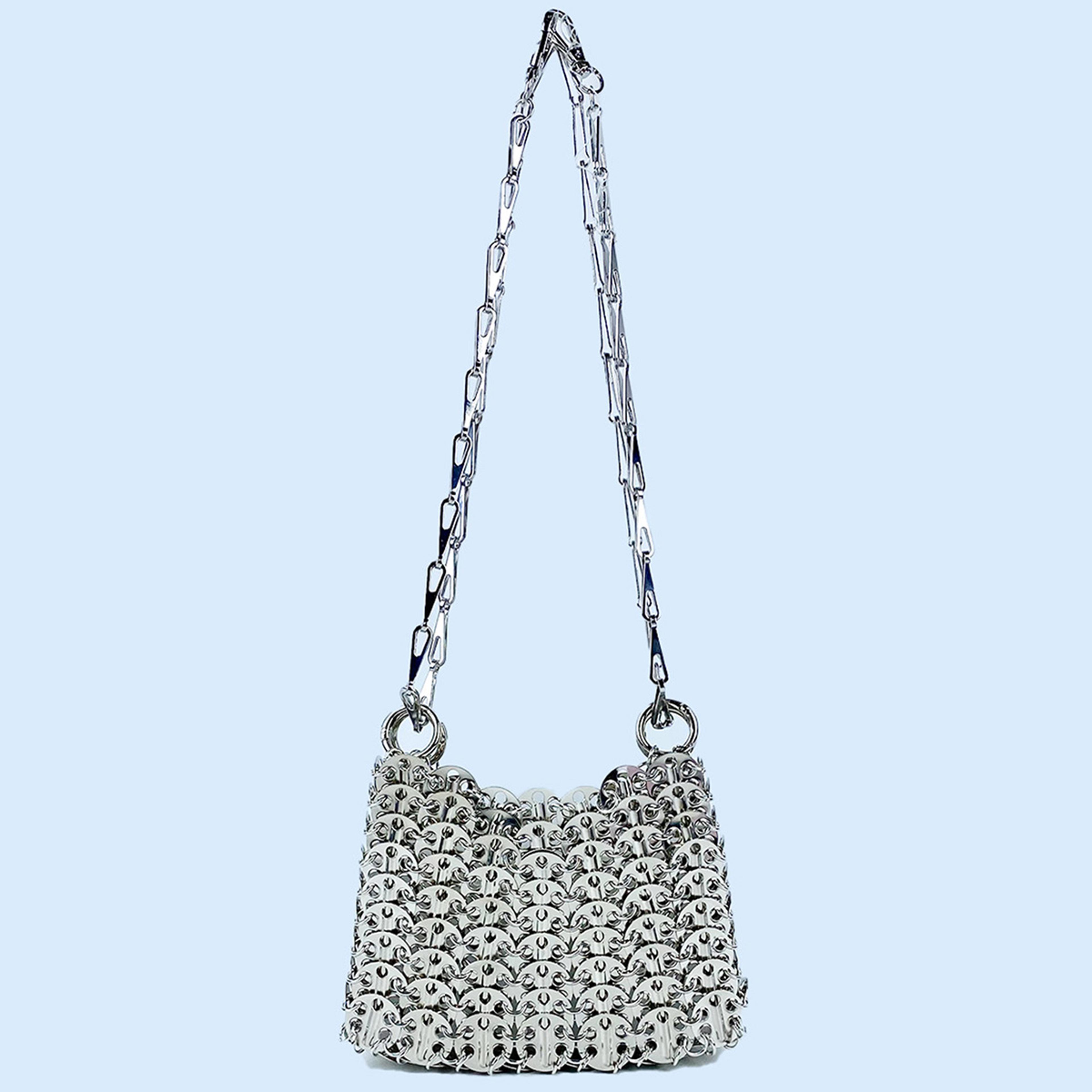 Sparkle Luxe Beaded Crossbody Bag Silver Sequin Mini Phone Purse For Women 0