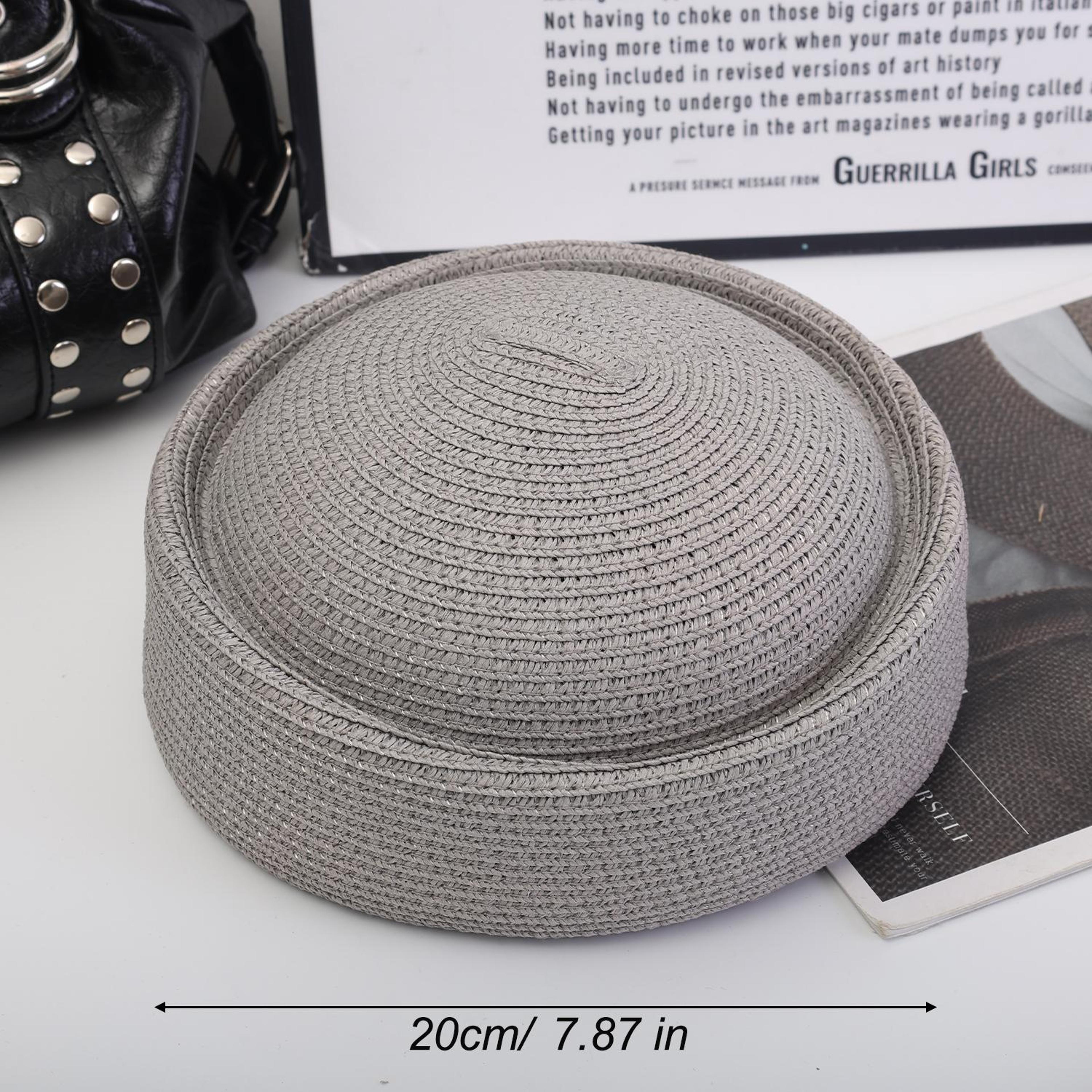 French Raffia Straw Beach Sun Hat Summer Beret For Women  Men 4