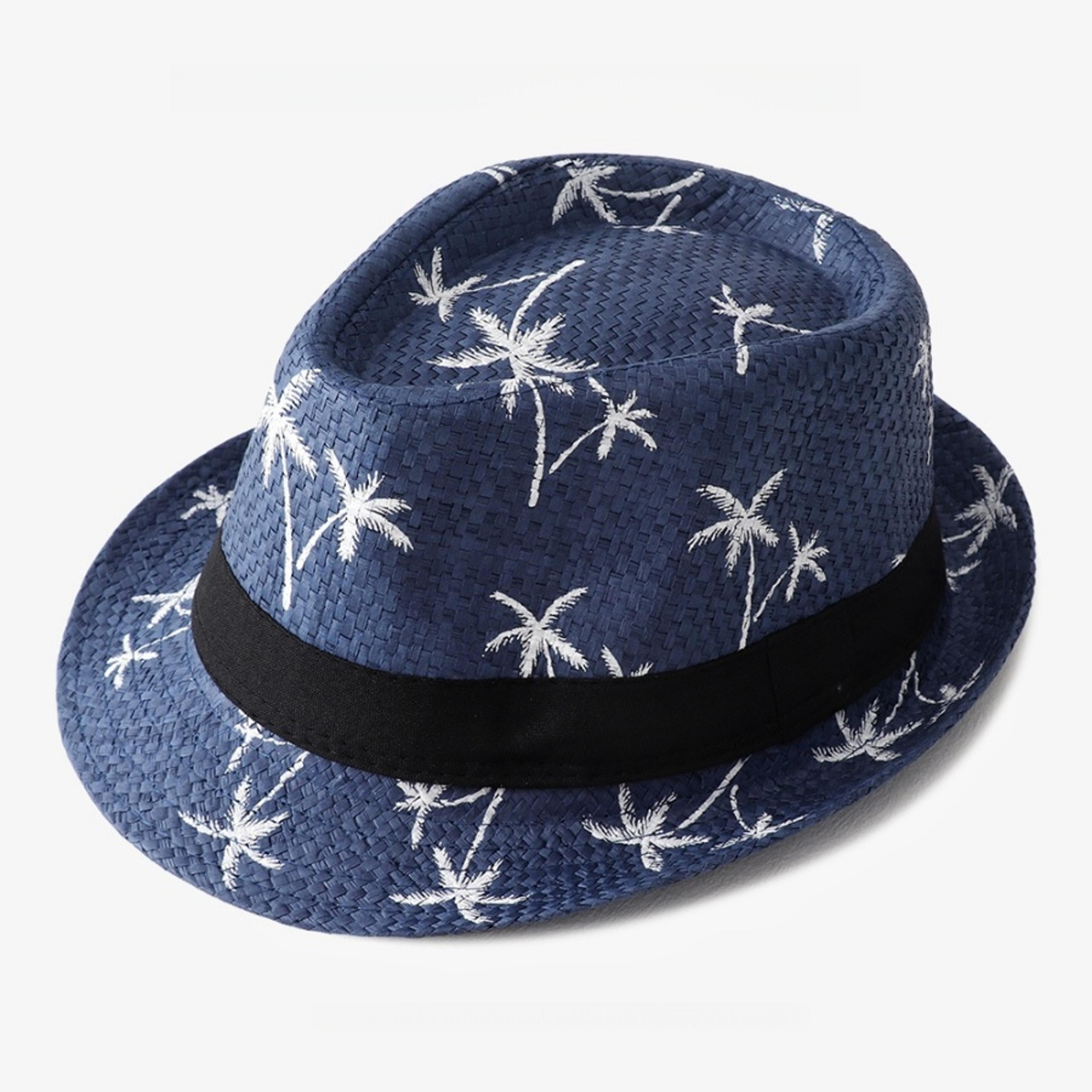 SunShield Coconut Print Straw Fedora Hat For Men 5