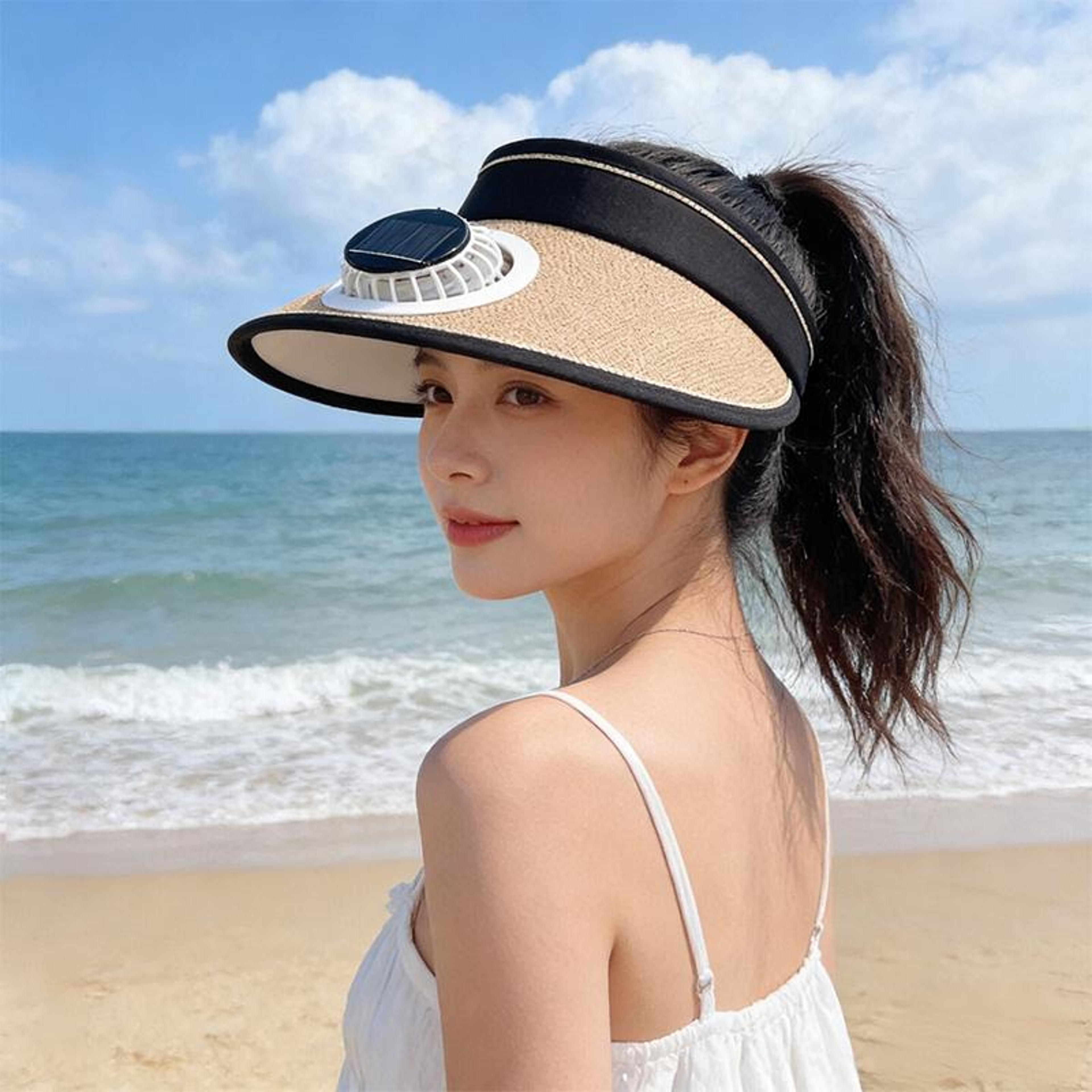 Rechargeable Cooling Fan Hat UV Protection Sun Visor Cap For Fishing Hiking  Summer Travel 3
