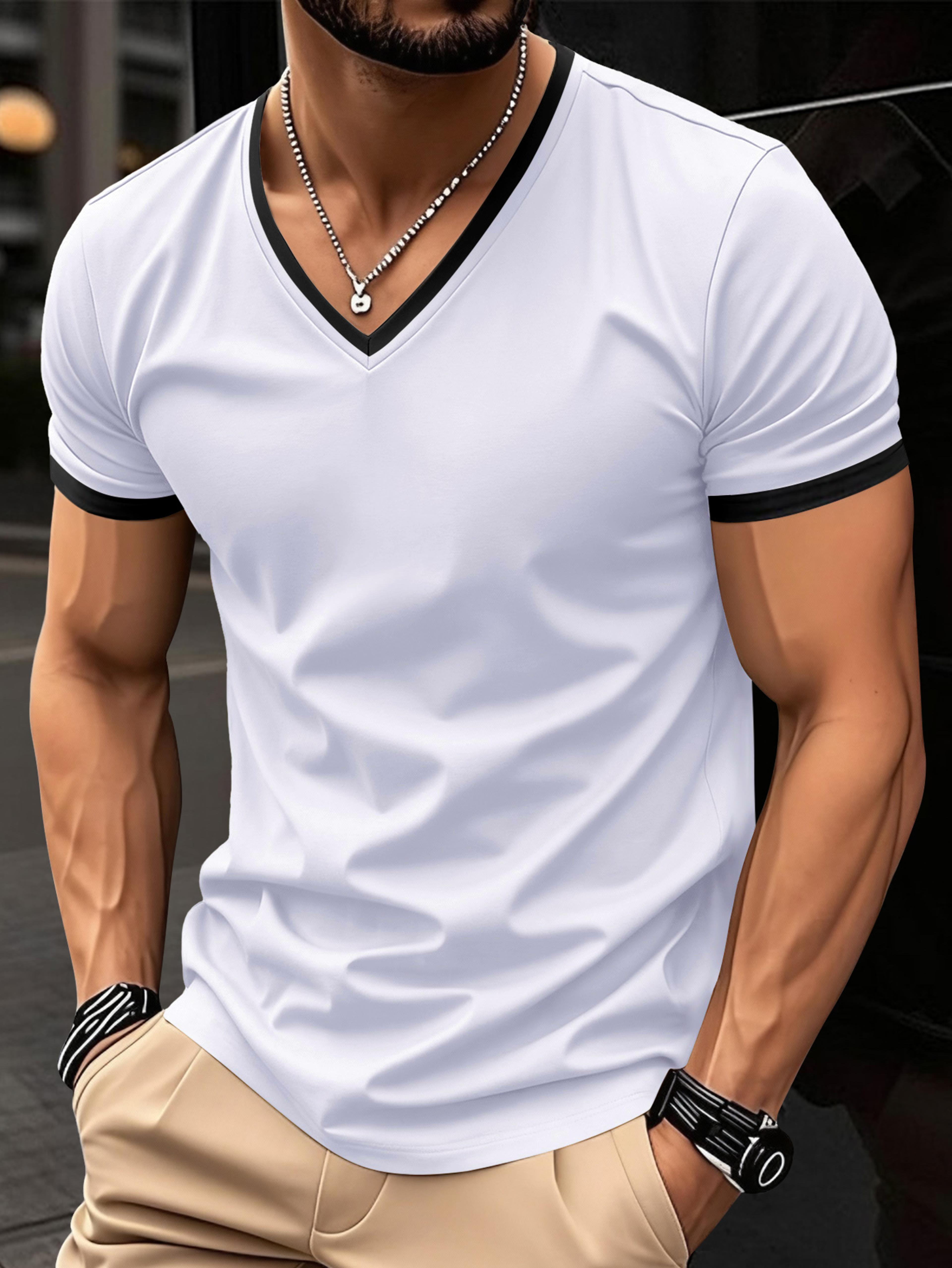 Mens Quick Dry V Neck Running T Shirt Breathable Lightweight Gym Tee 2