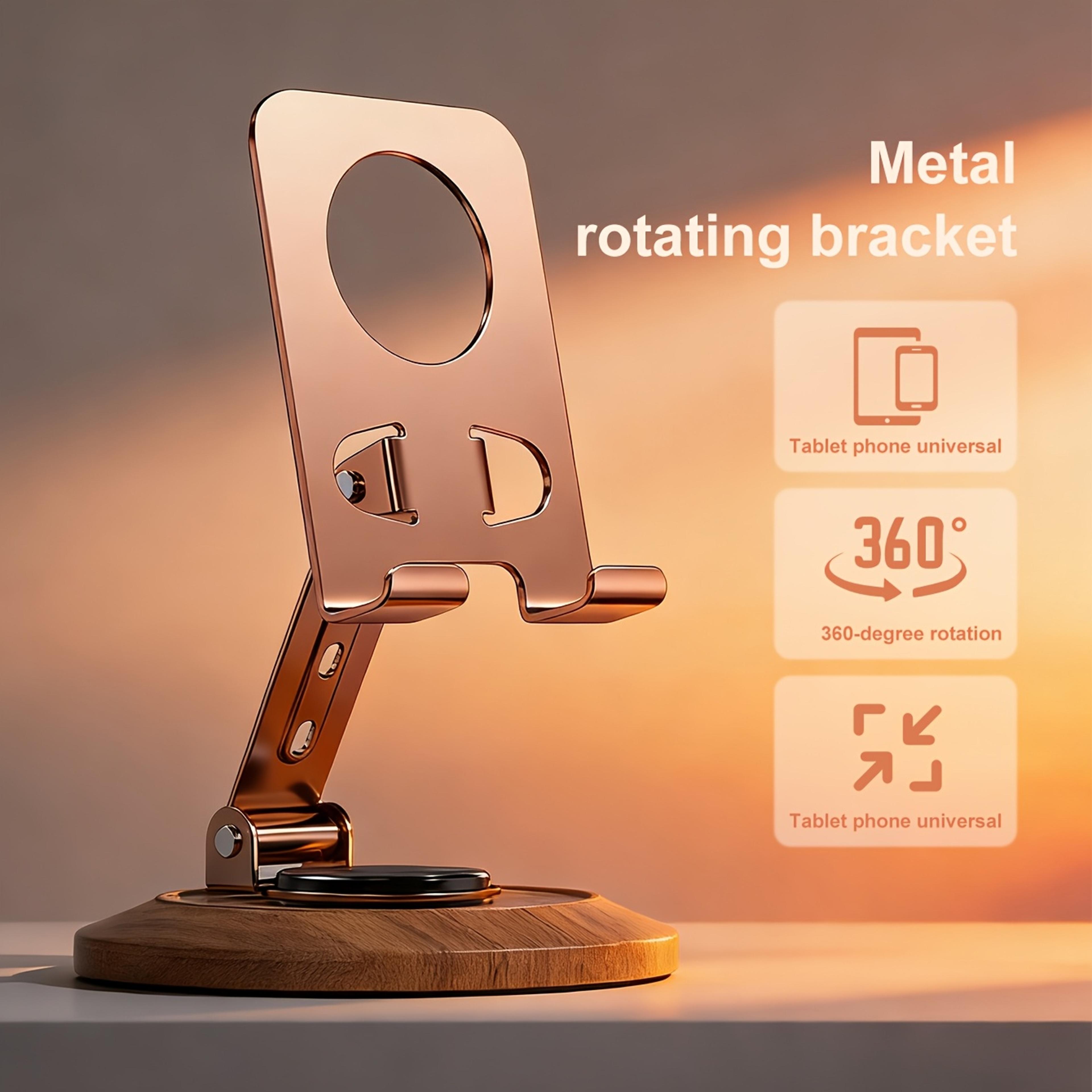 Rotating Phone Stand  Tablet Stand With Adjustable Metal Arm And Wooden Base 3