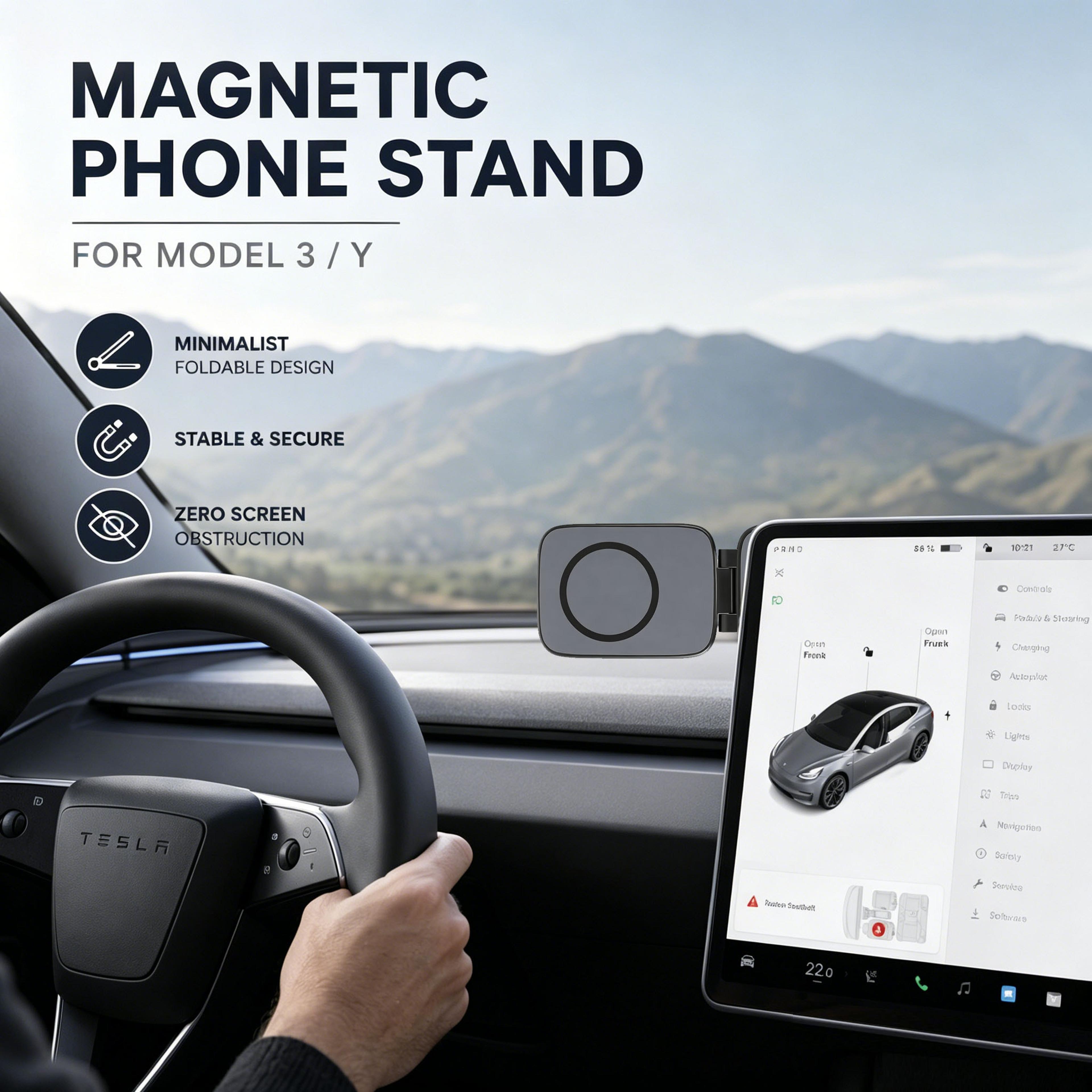 Car Mount For Tesla Model  Model Y Highland Magnetic Phone Holder 1