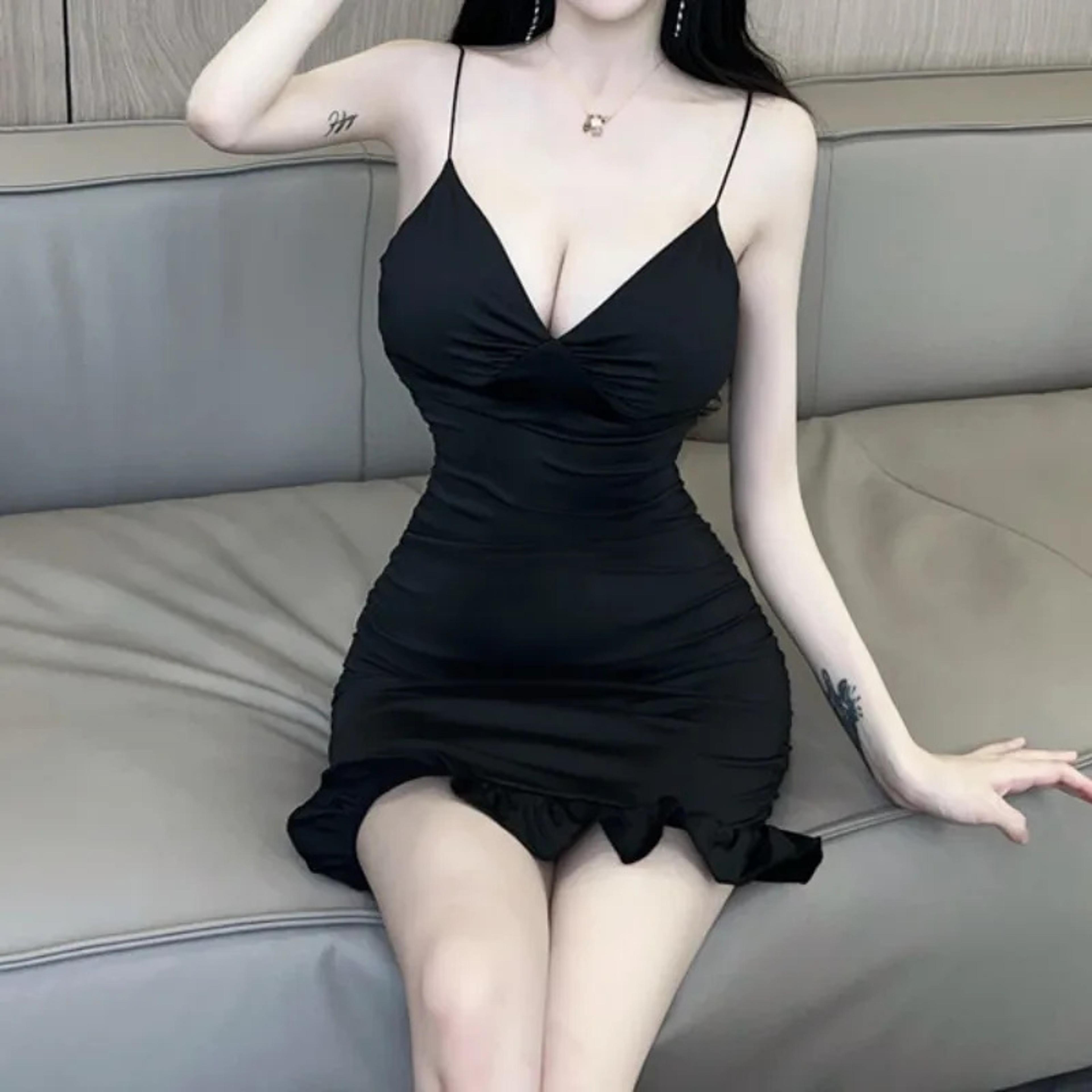 Elegant Ruffle Strap Bodycon Mini Dress For Women Summer Club Party Dress 4