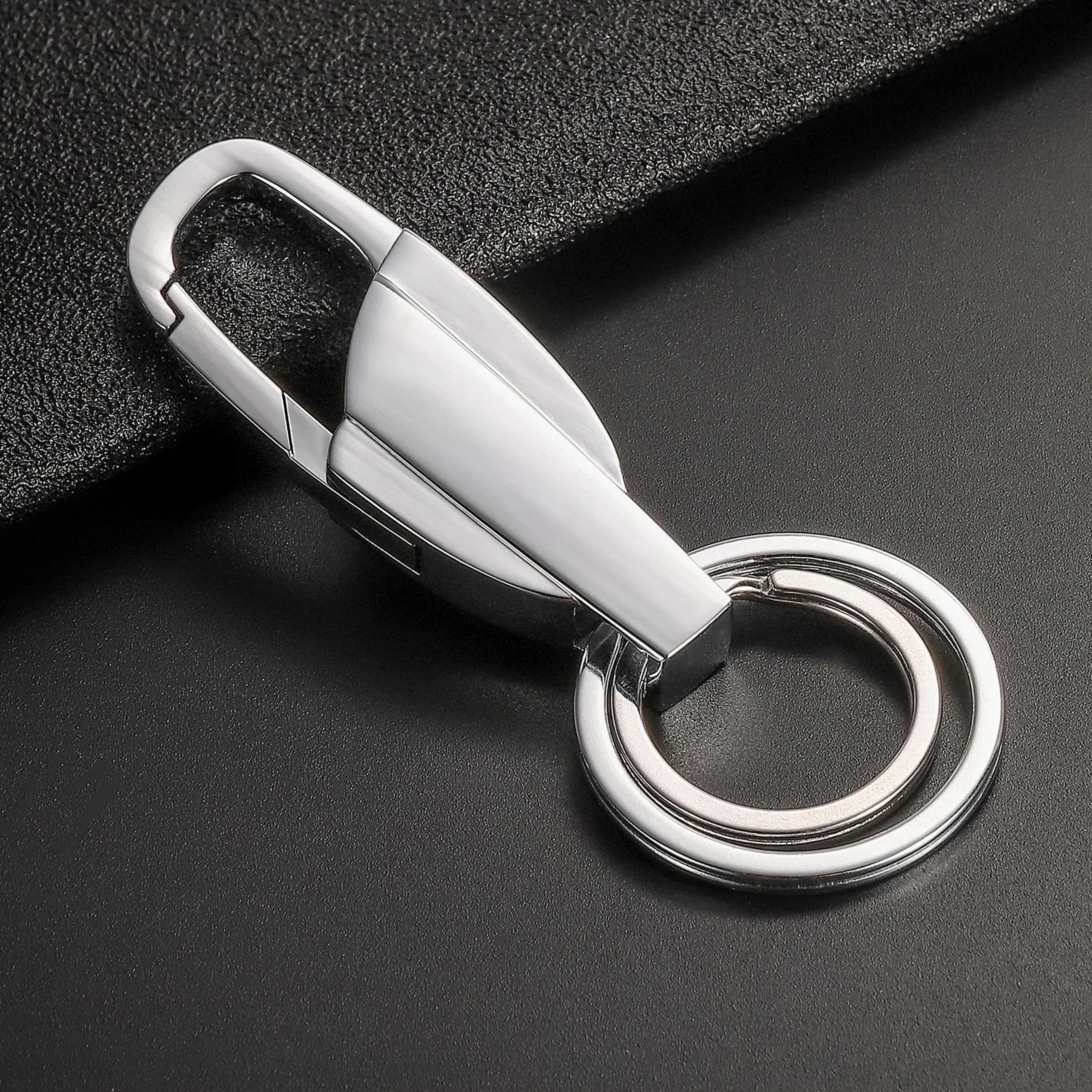 Personalized Metal Keychain With Custom Logo  Laser Engraved Double Ring Keychain 5