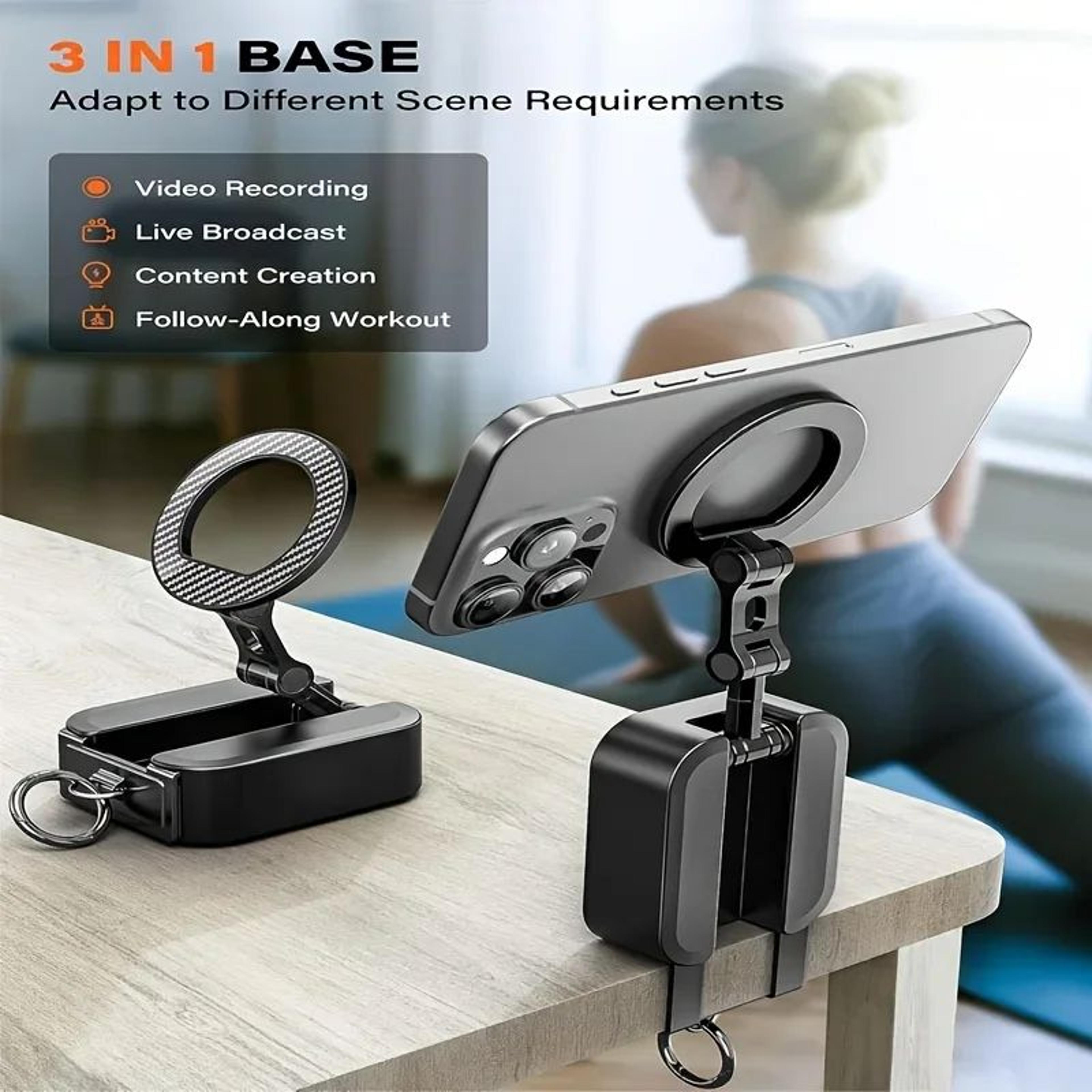 Magnetic Phone Holder With Universal Tray Table Clamp For Travel  Hands Free Viewing 4