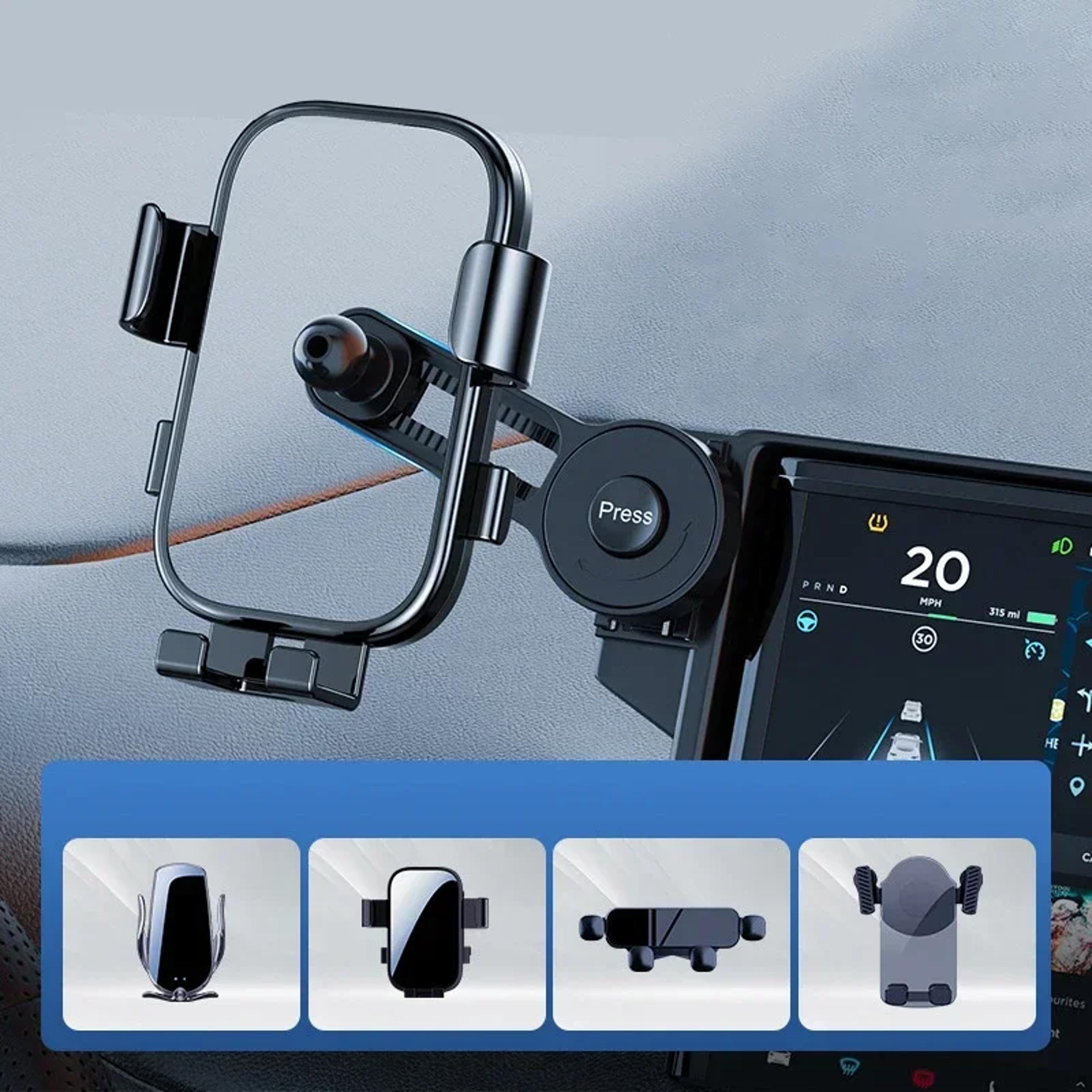Car Phone Holder With Adjustable Extension Arm For Ball Mount Dashboard Screens 1
