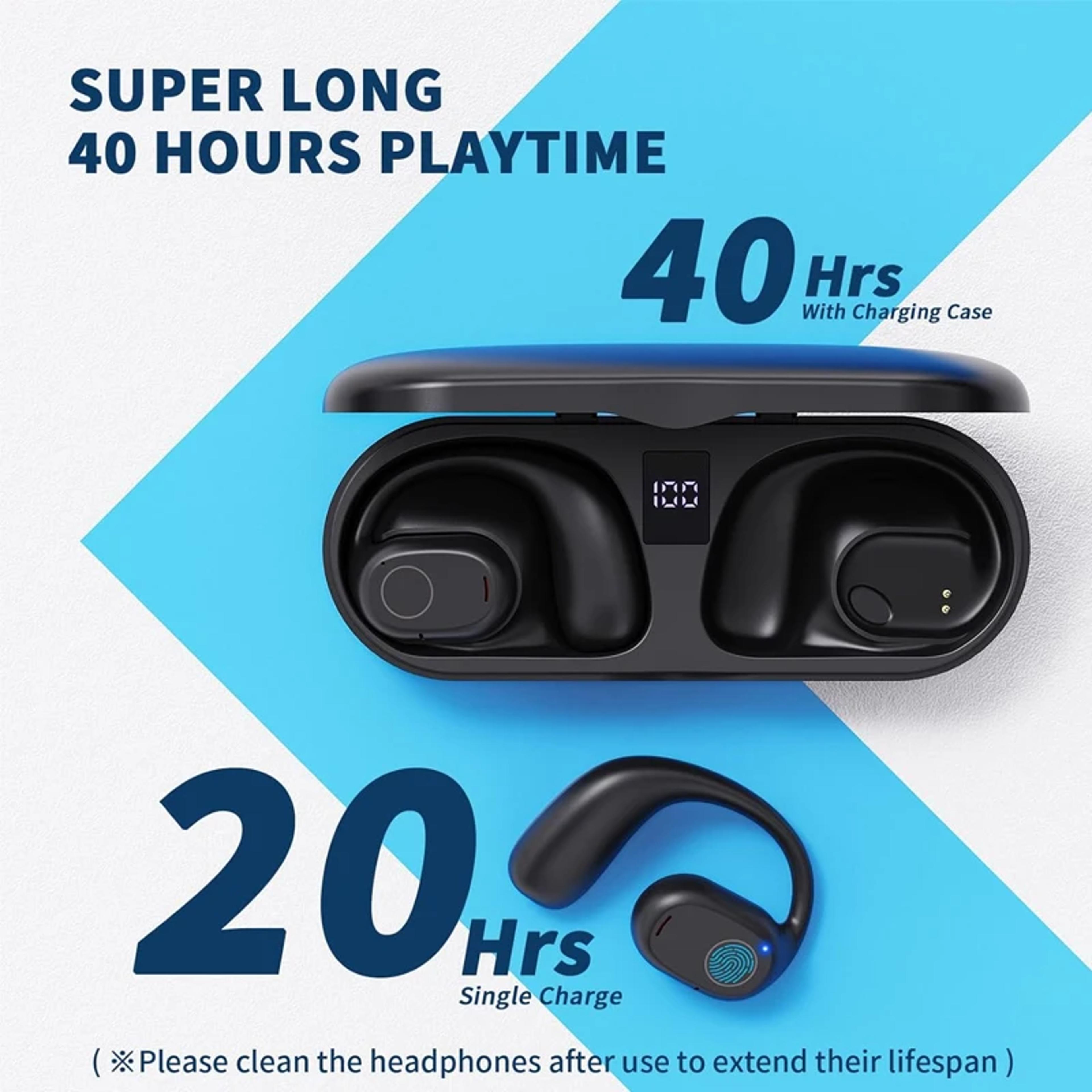 Open Ear Bluetooth Sports Earbuds With Digital Display  Playtime Wireless Headphones 1