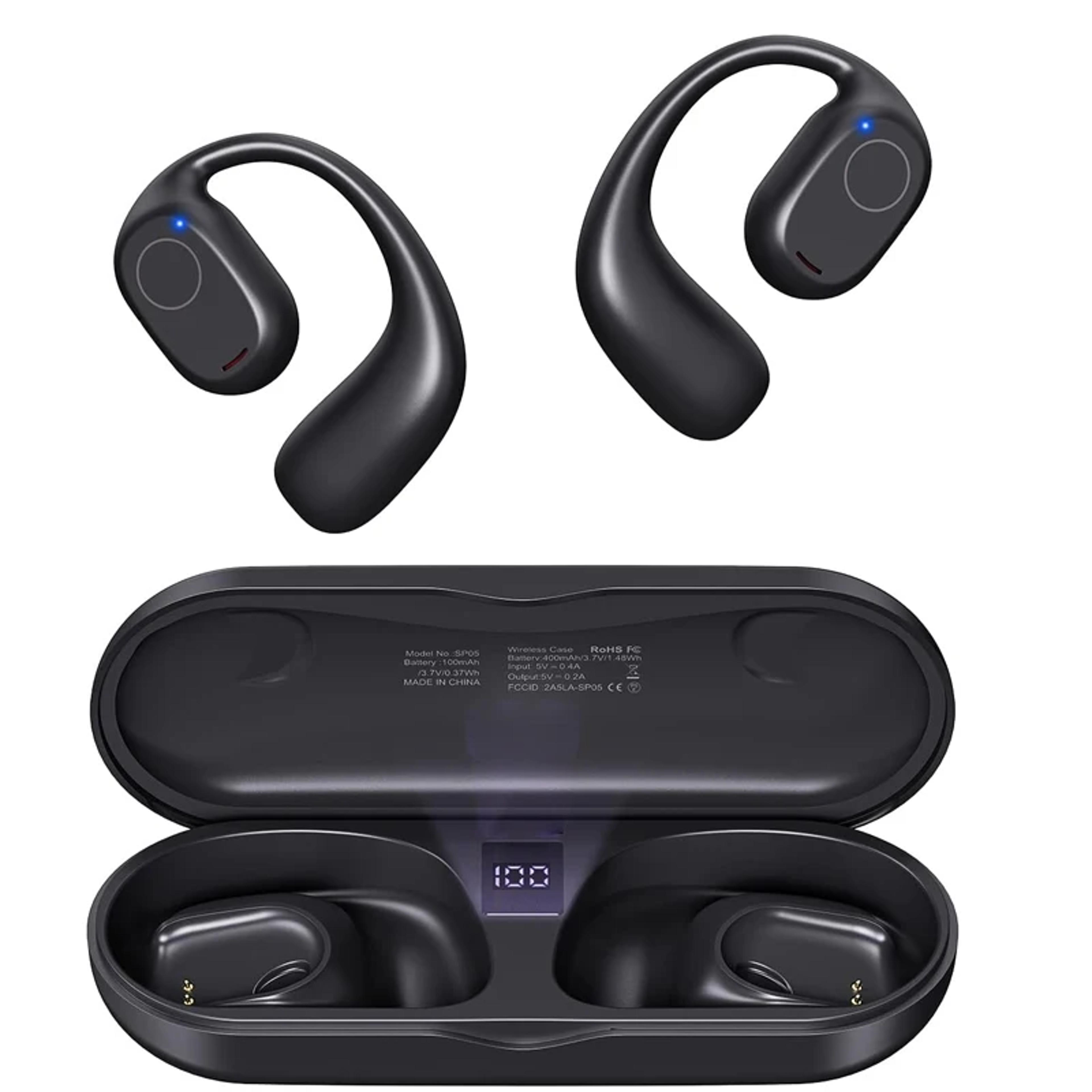 Open Ear Bluetooth Sports Earbuds With Digital Display  Playtime Wireless Headphones 0