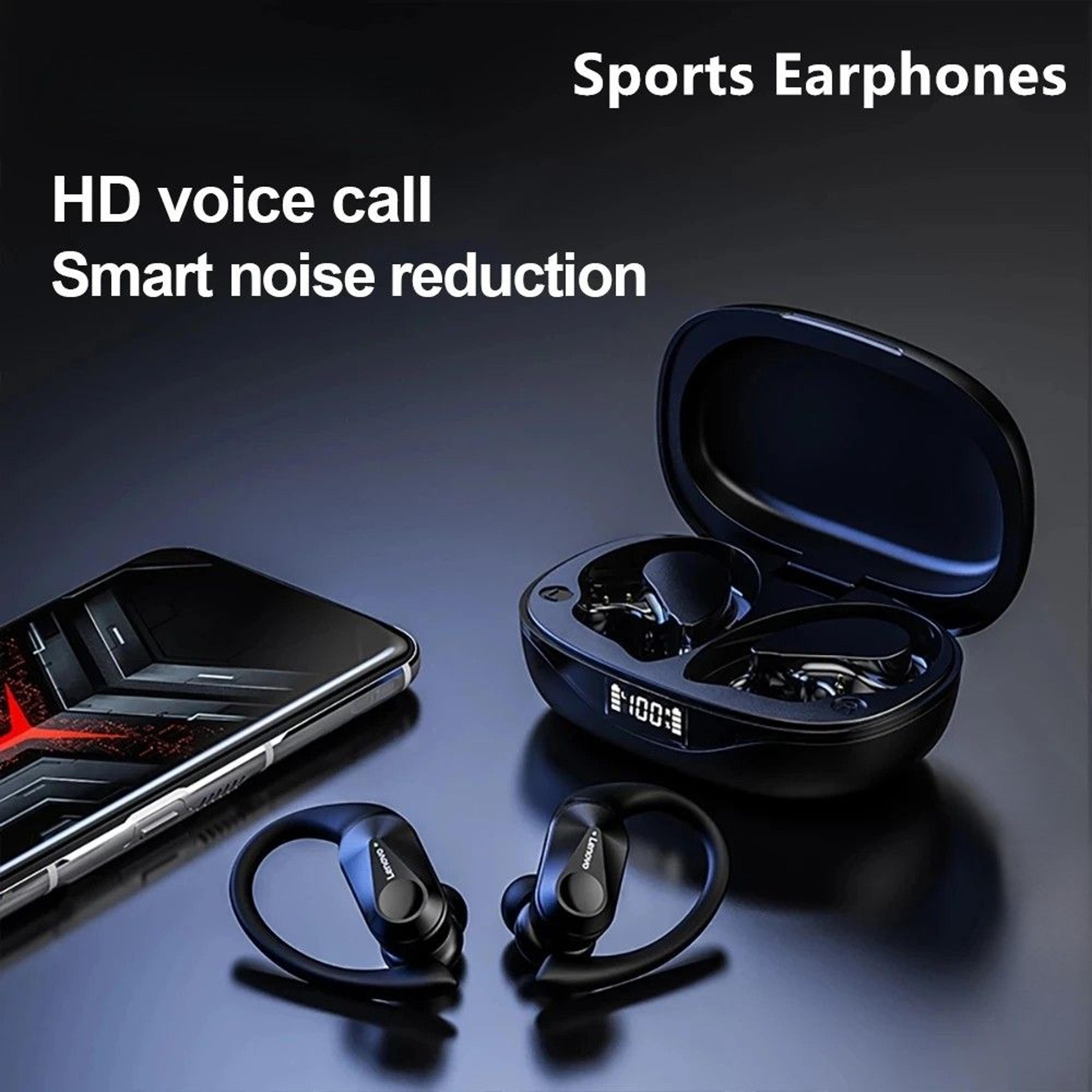 Bluetooth Earbuds With Secure Earhooks ENC Calls  LED Display For Sports 1