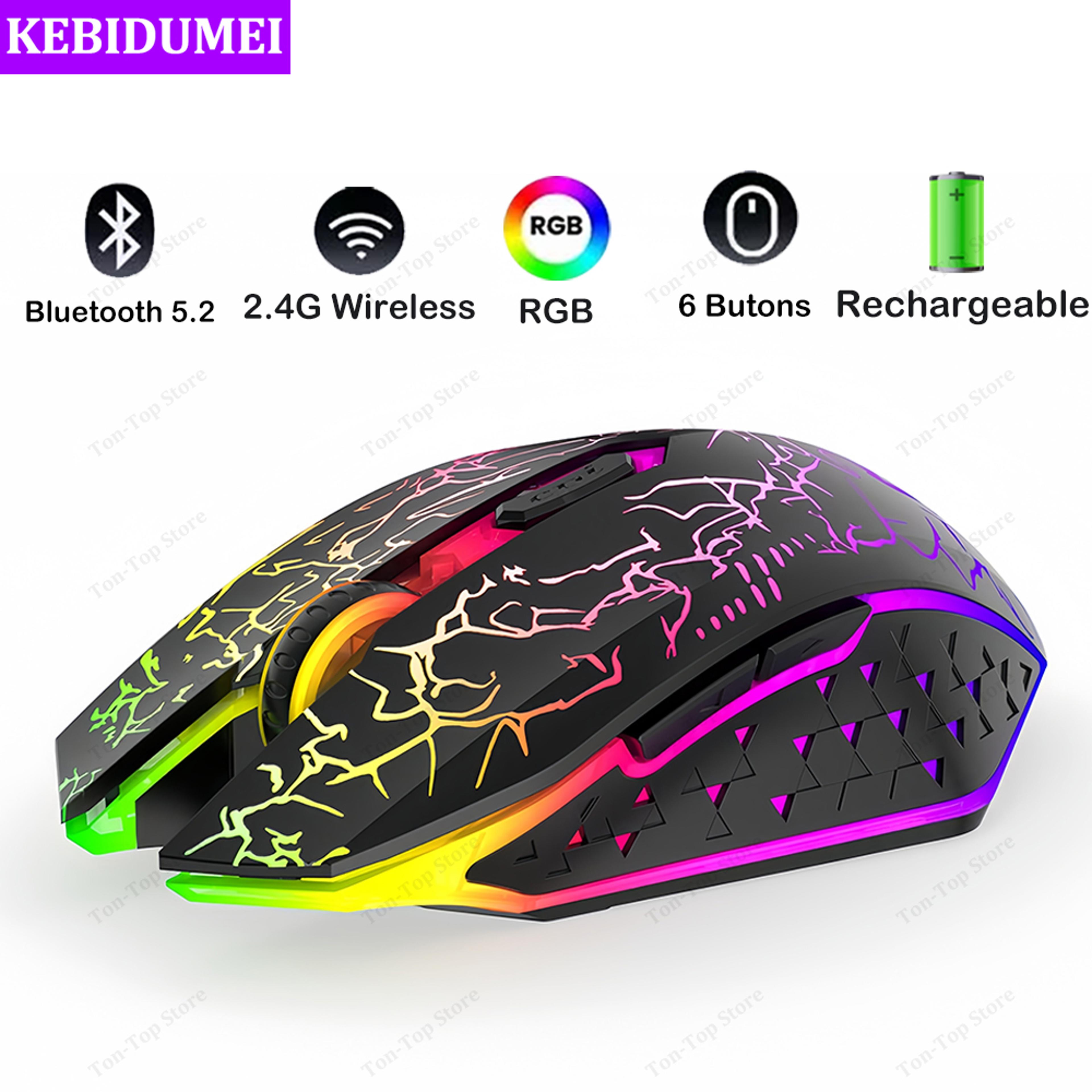 Dual Mode Wireless Bluetooth Mouse With Silent Click RGB Lighting  Buttons For Laptop Mac  PC 1