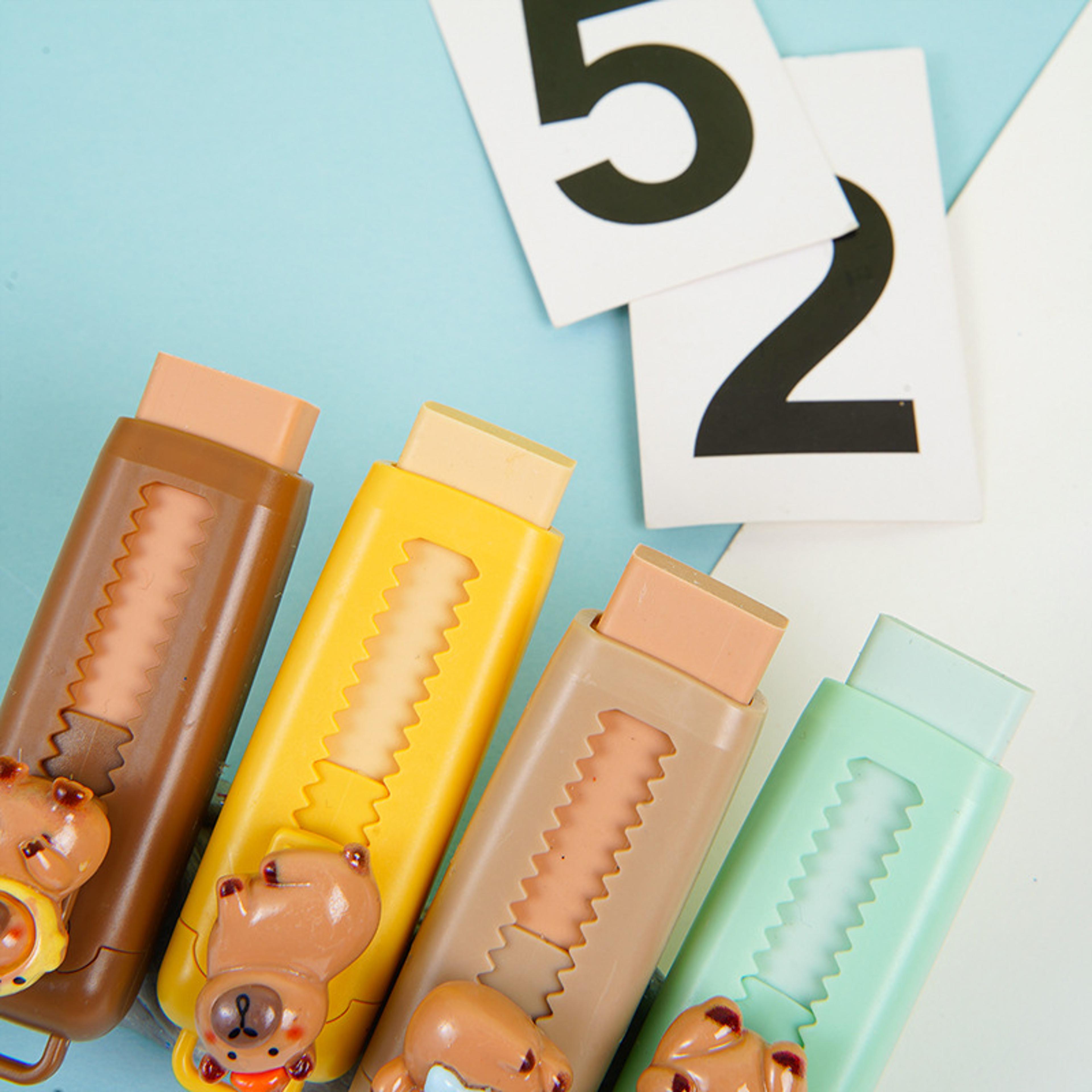Kawaii Capybara Eraser Retractable Rubber Eraser For Kids And Students With Back To School Backpack 2