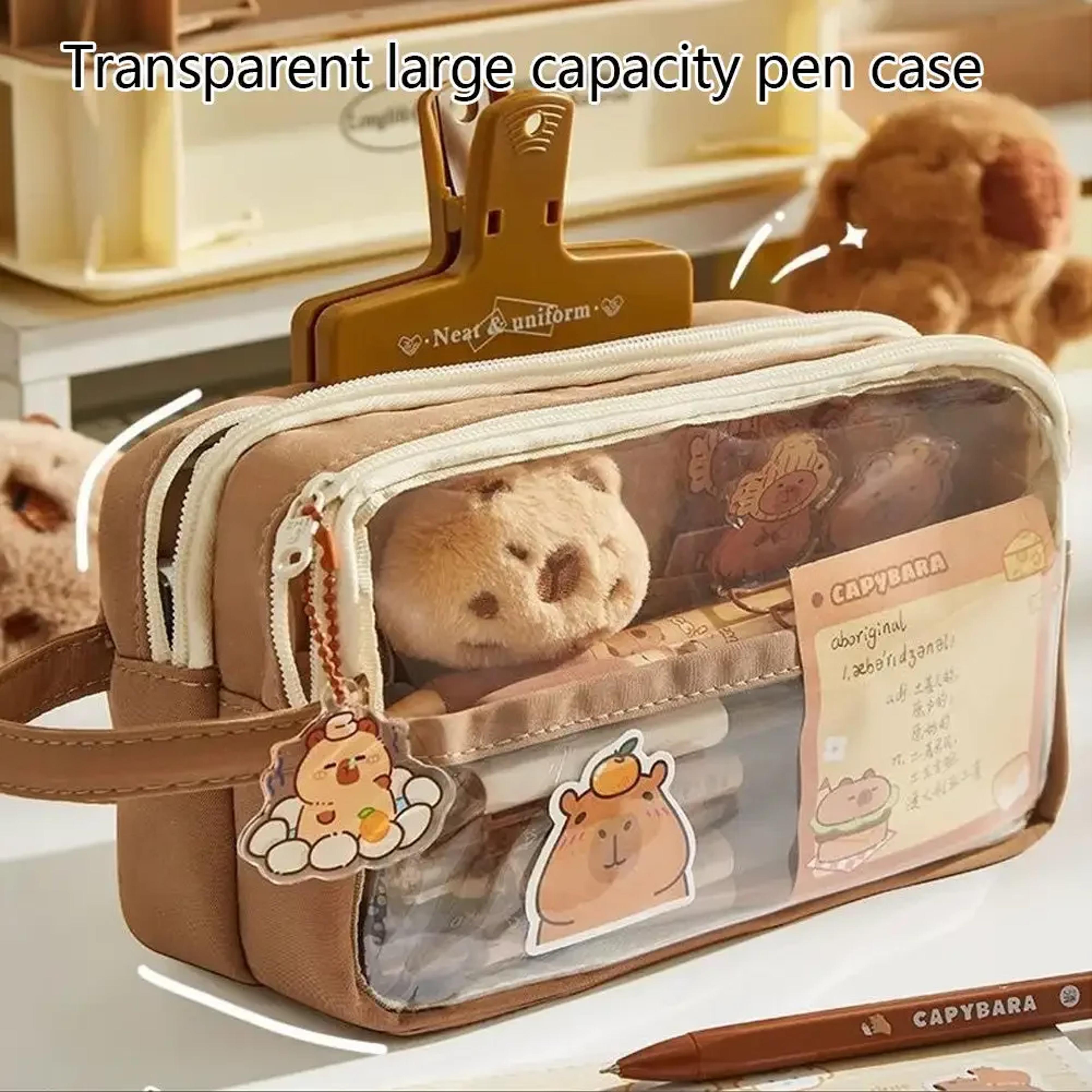 Capybara Clear Pencil Case With Memo Pad  Pins For Back To School Backpack Organization 2