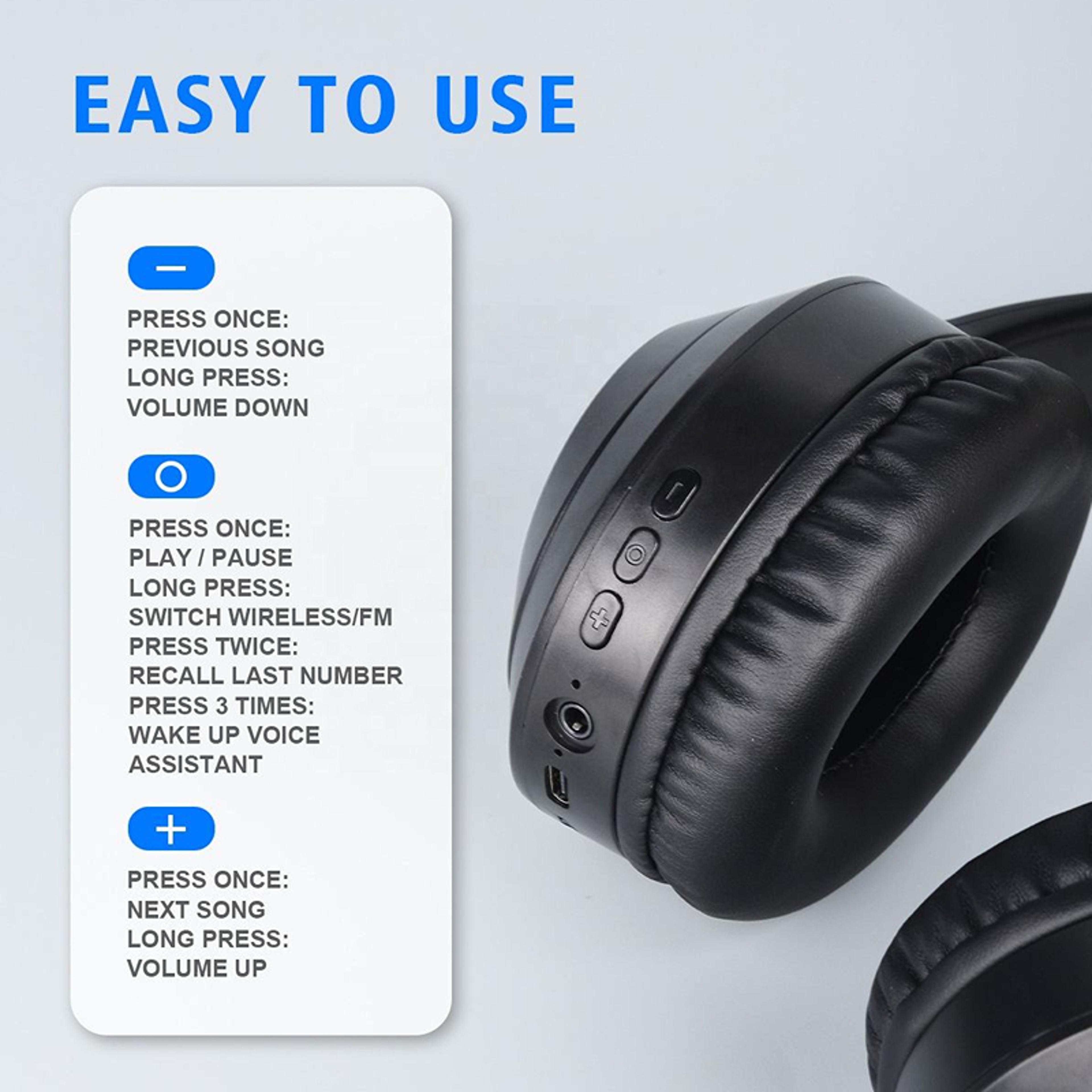 Bluetooth Headphones HiFi Stereo Wireless Gaming Headset With Noise Reduction 5