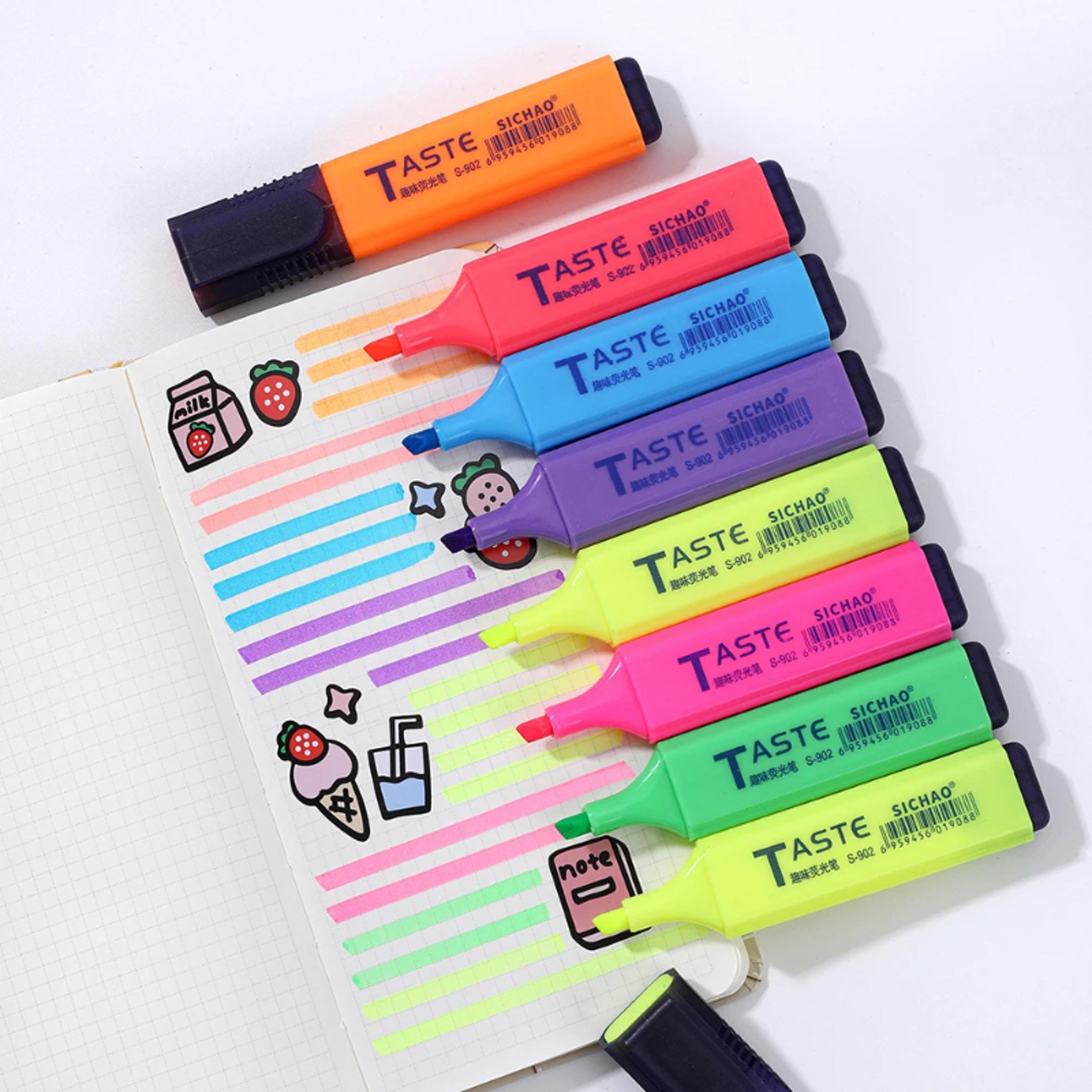 Pastel Highlighters Pack Back To School Smudge Proof Study Marker Pens 1