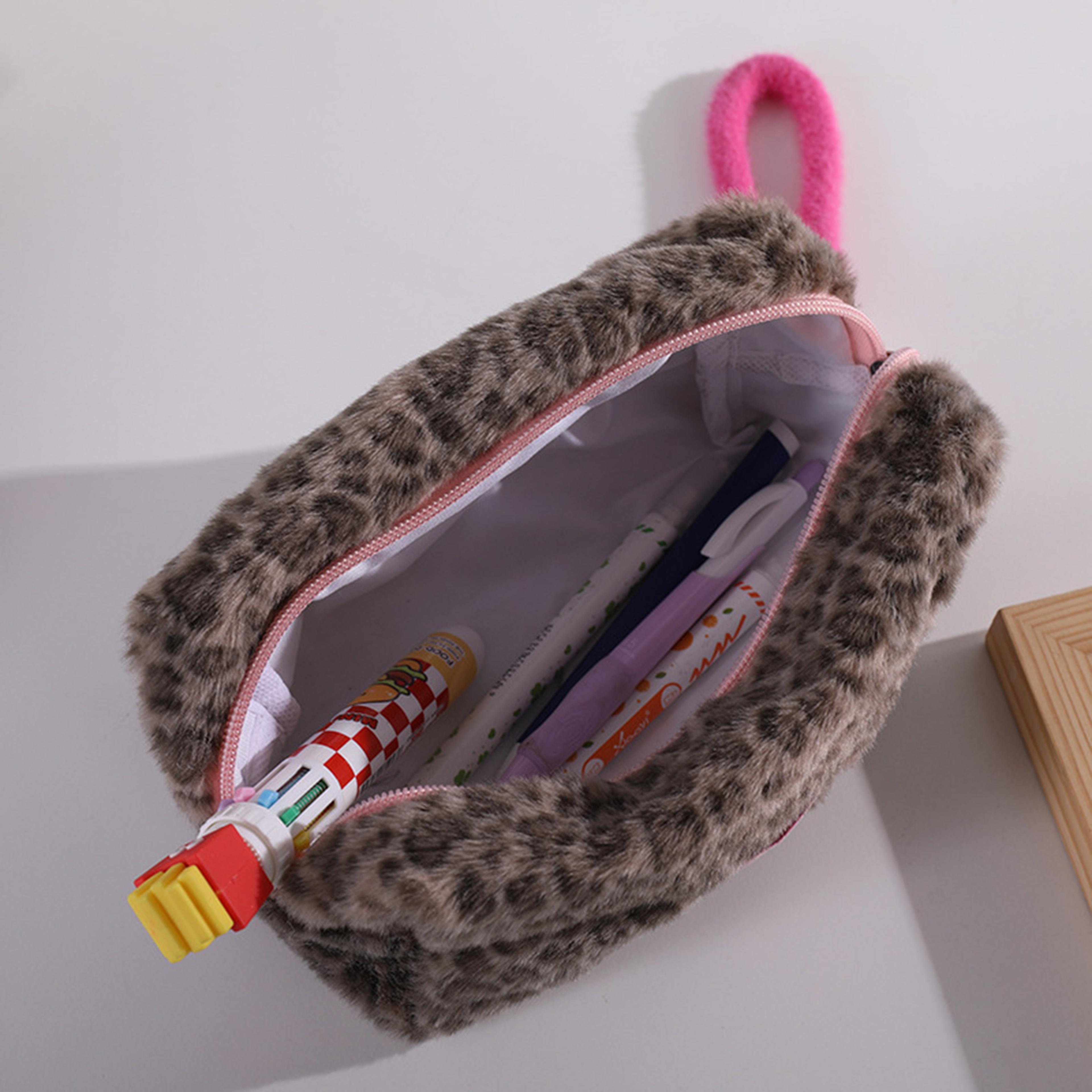 Large Leopard Print Pencil Case For Back To School Soft Stationery Organizer Storage Pouch 2