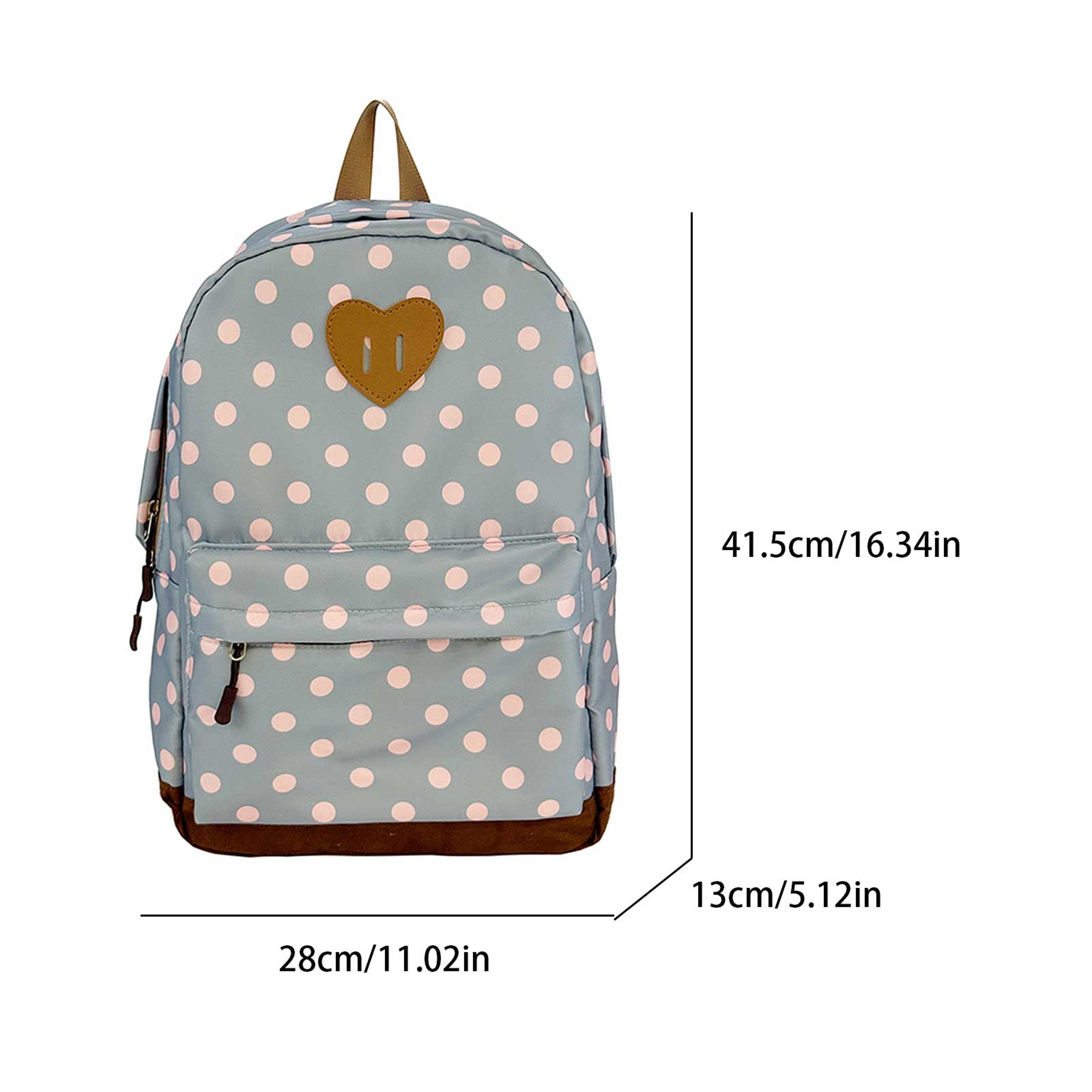 Cute Nylon Polka Dot Back To School Backpack With Multiple Pockets For Girls Travel College Commute 3