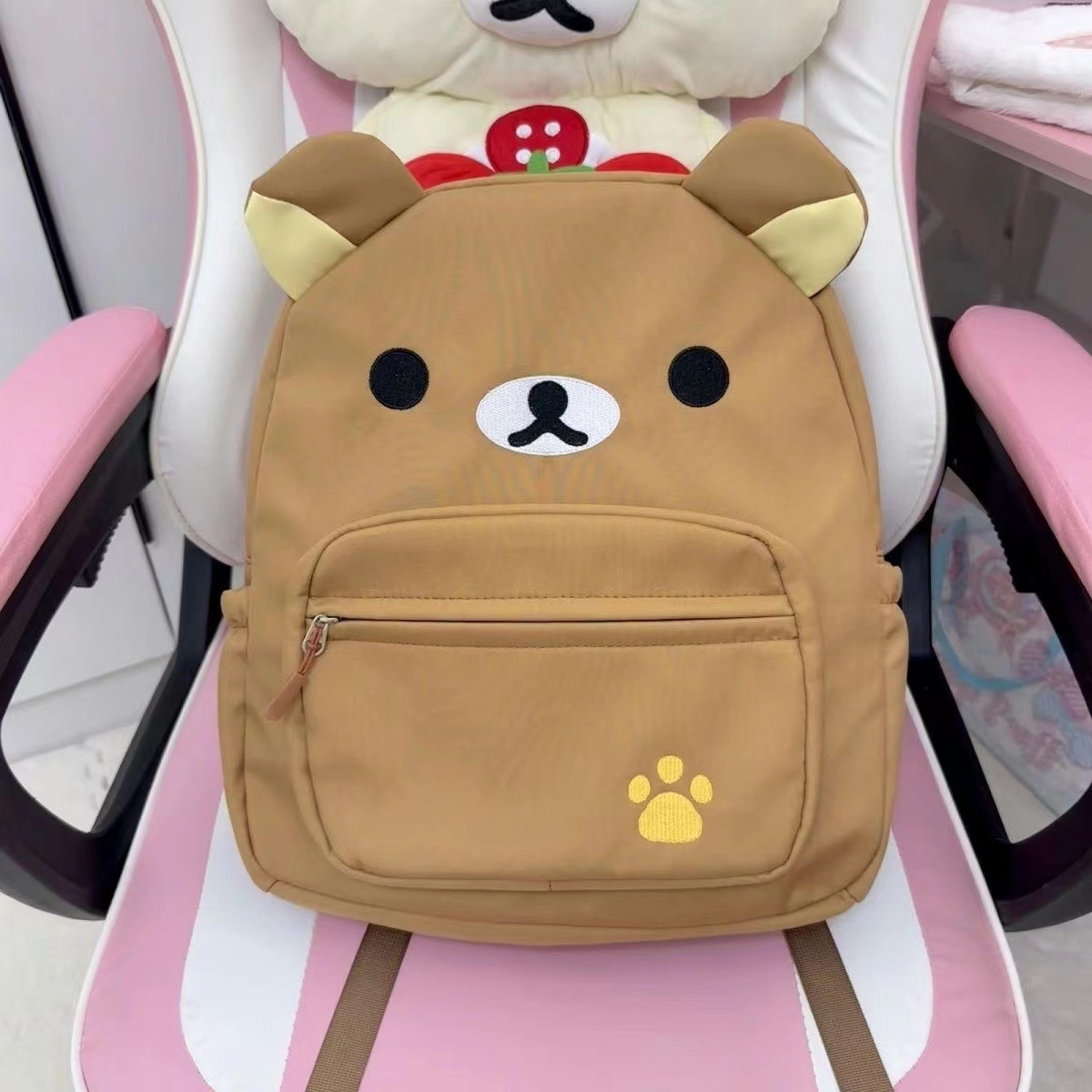 Rilakkuma Back To School Plush Backpack Large Capacity Kawaii School Backpack Cute Bear Bookbag 5