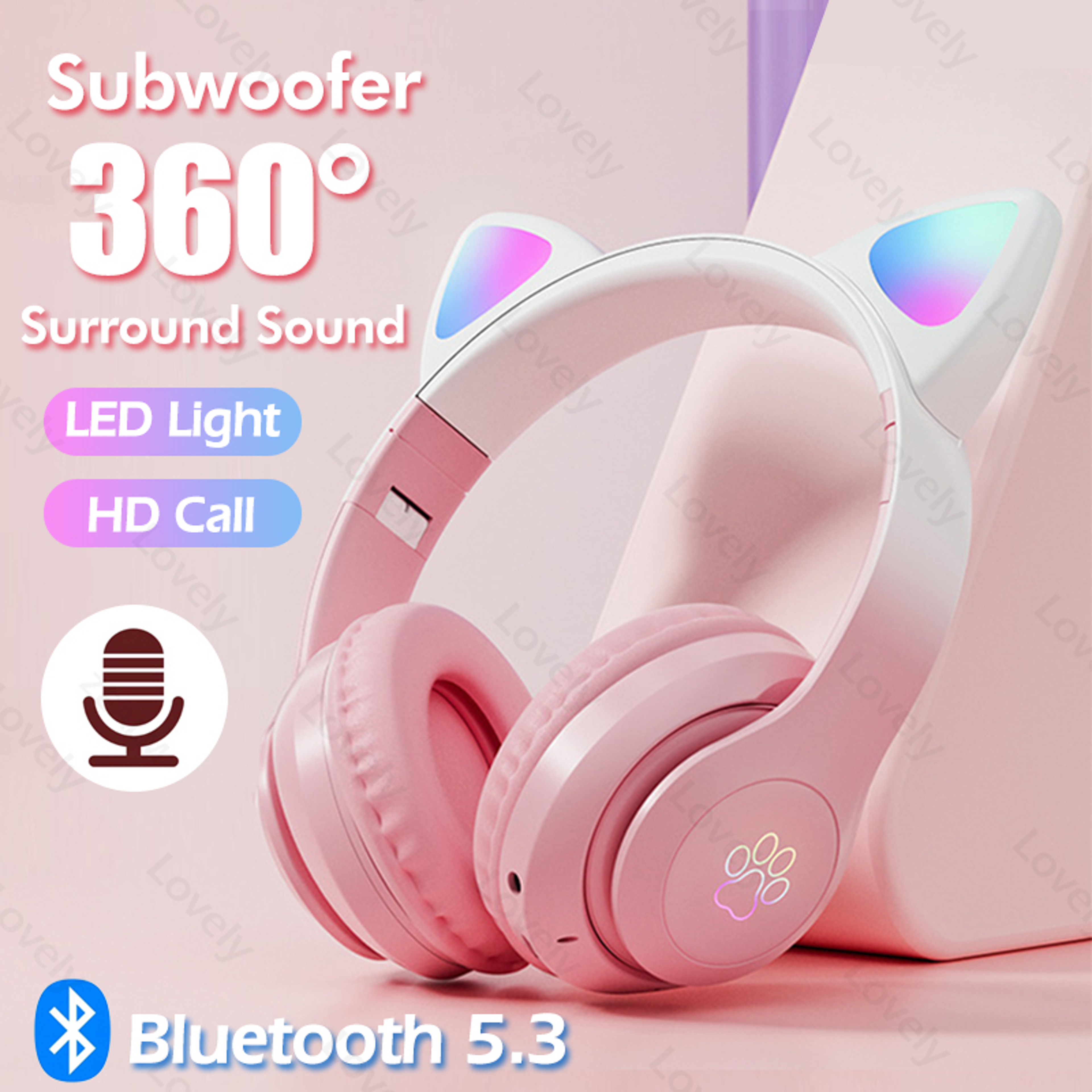 Lumi Cat LED Cat Ear Bluetooth Headphones Wireless Over Ear Gaming Headset With Mic  TF Card 2