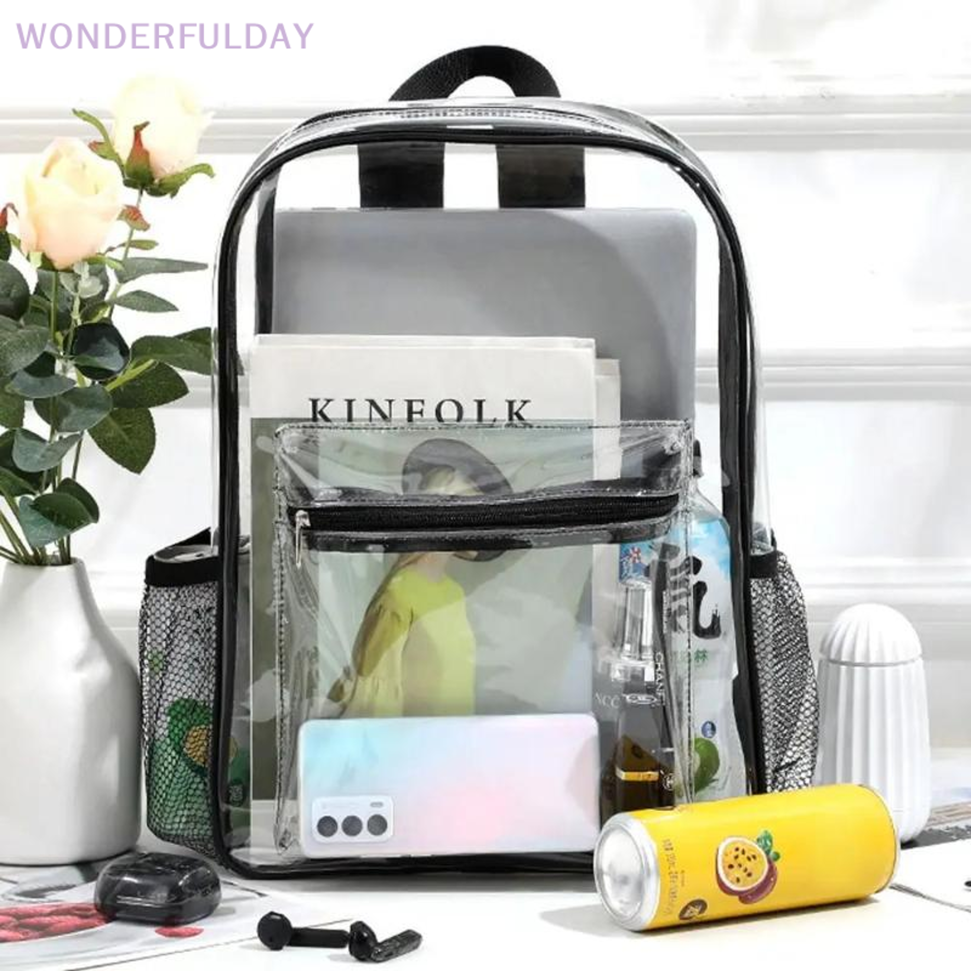clear shield transparent back to school backpack for travel & sports large capacity waterproof backpack