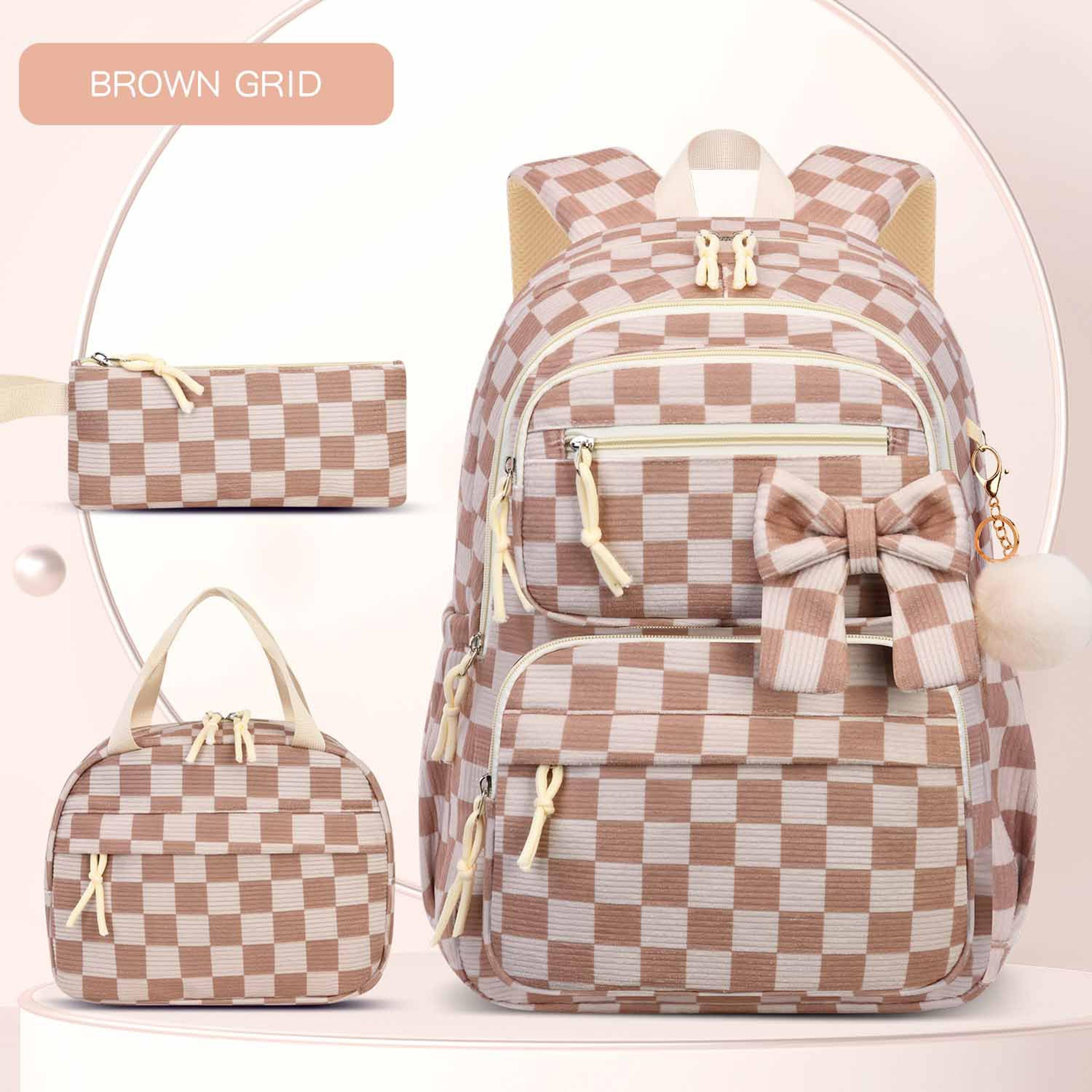 Cherry Corduroy Girls School Bag Set With Lunch Bag  Pencil Case Back To School Backpack 7