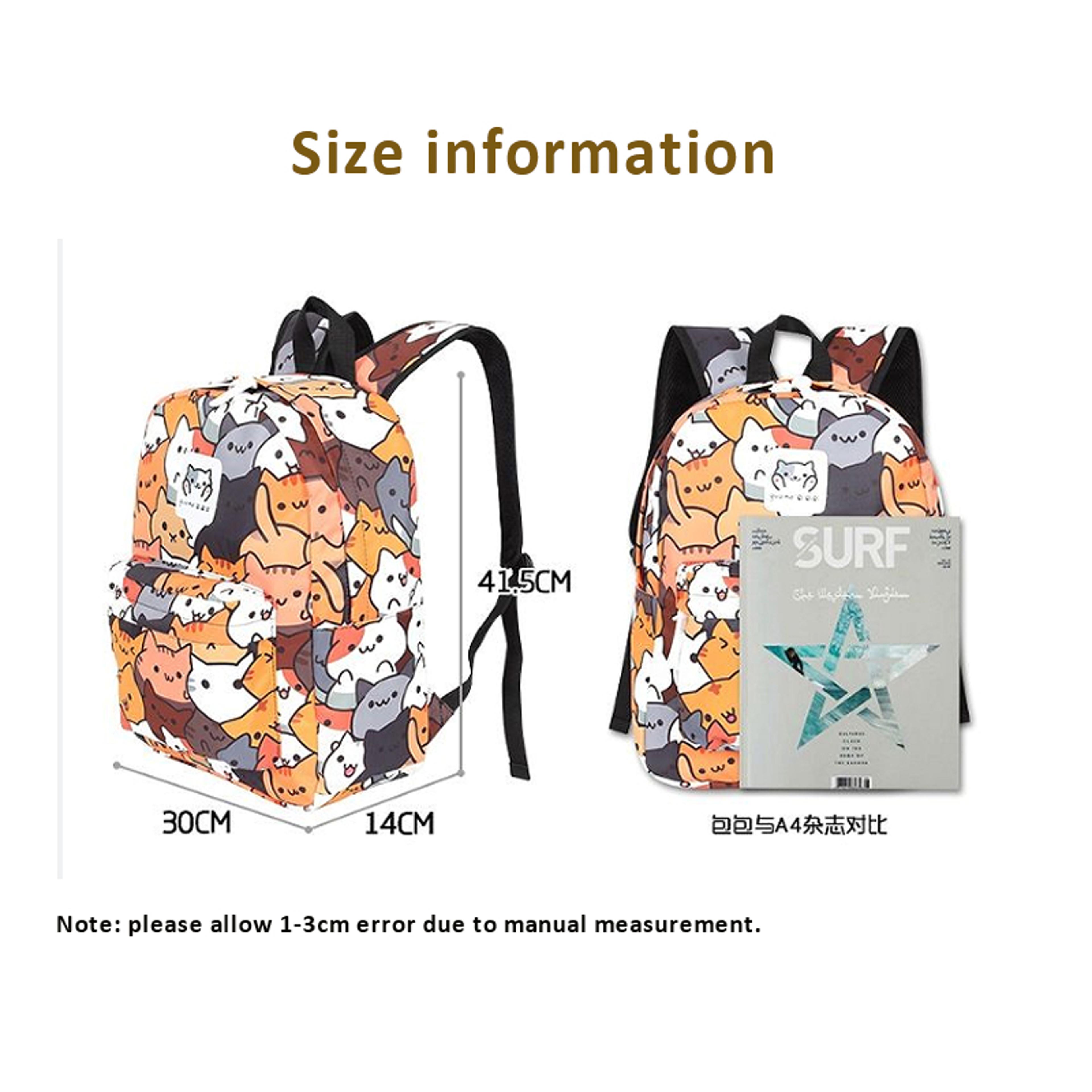 Cute Cat Back To School Backpack For Kids  Teens Anime Backpack Travel Book Bag 5