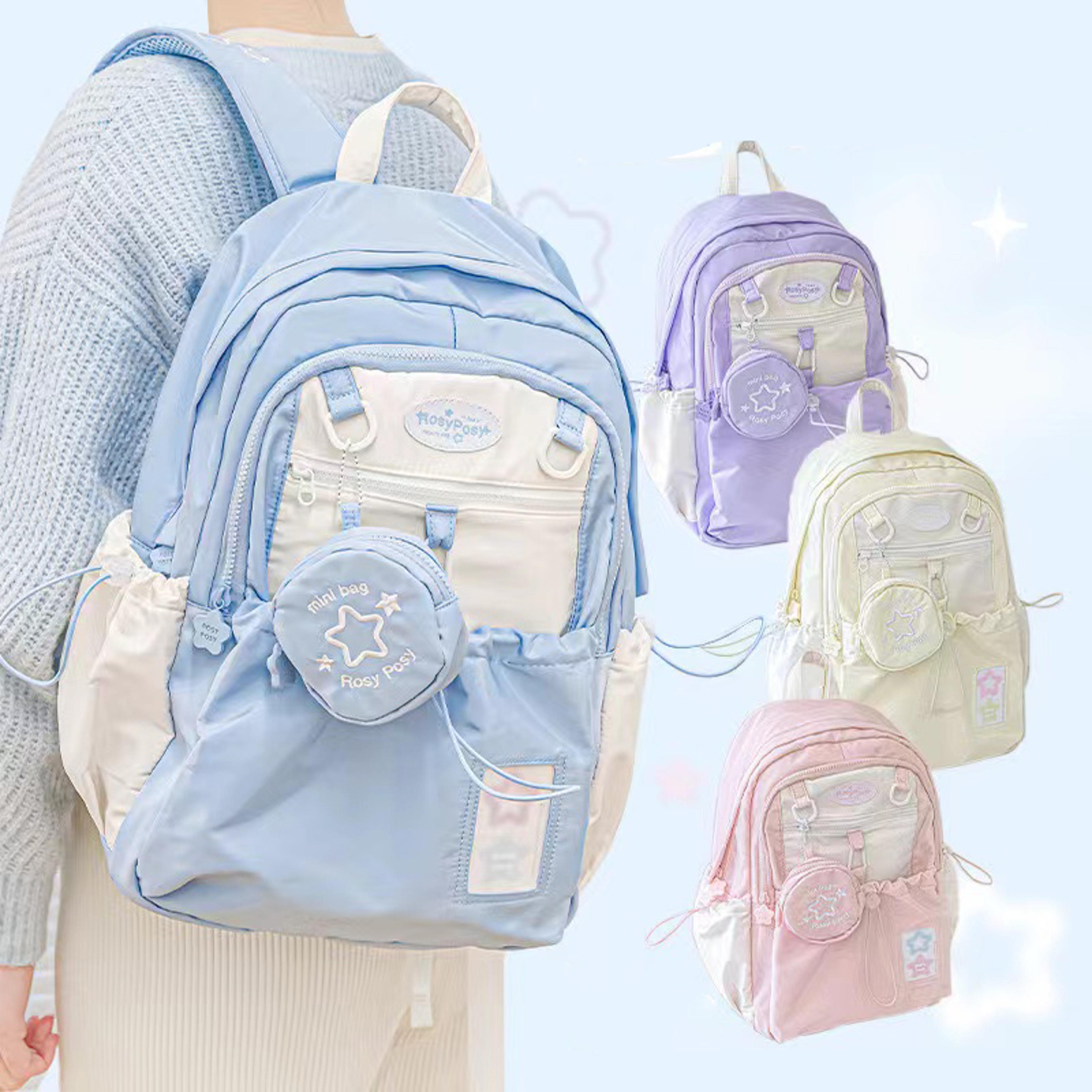cream aesthetic back to school backpack student backpack with large capacity lightweight cute school bag