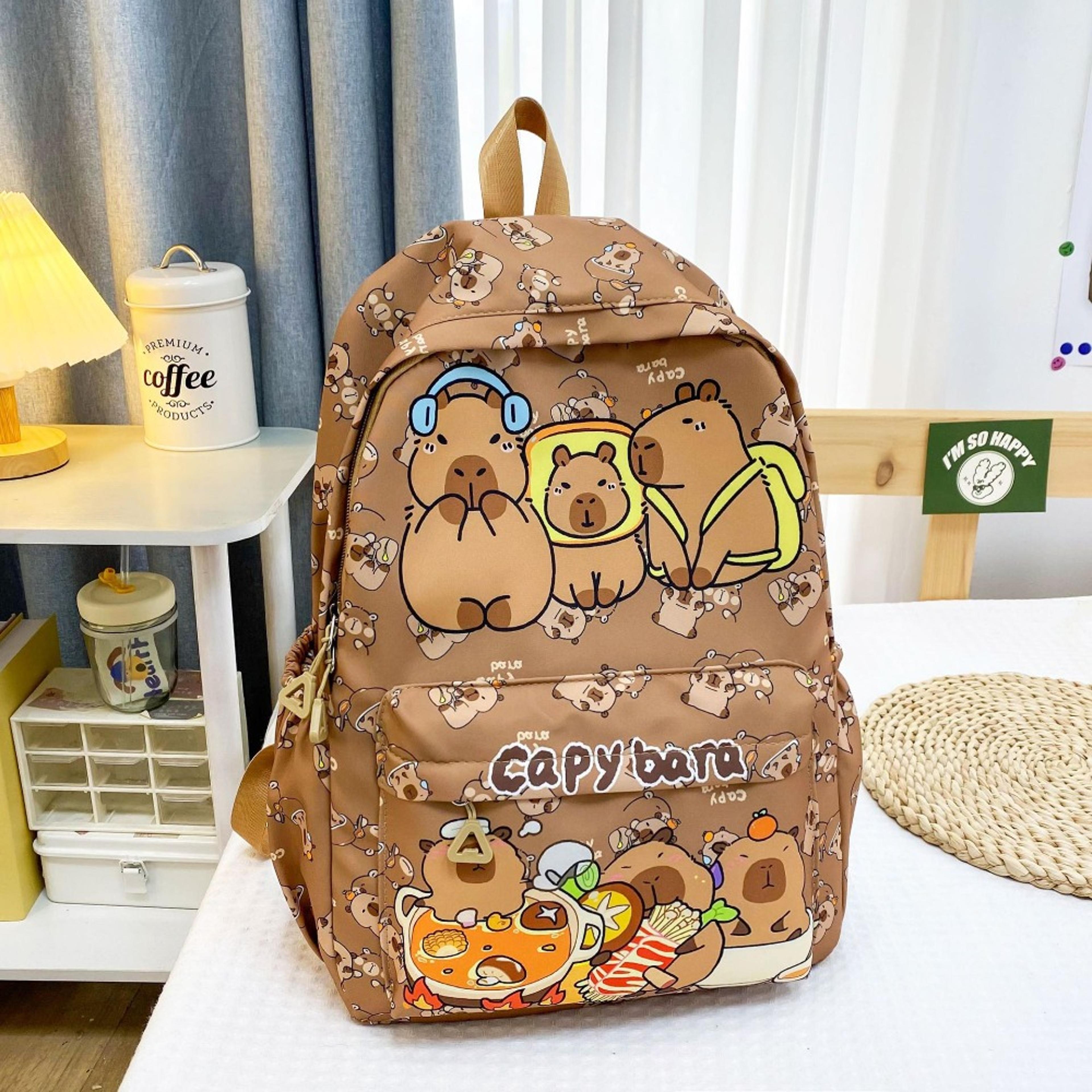 Capybara Large Capacity Cute School Backpack For Girls Back To School Backpack Lightweight Cartoon  4