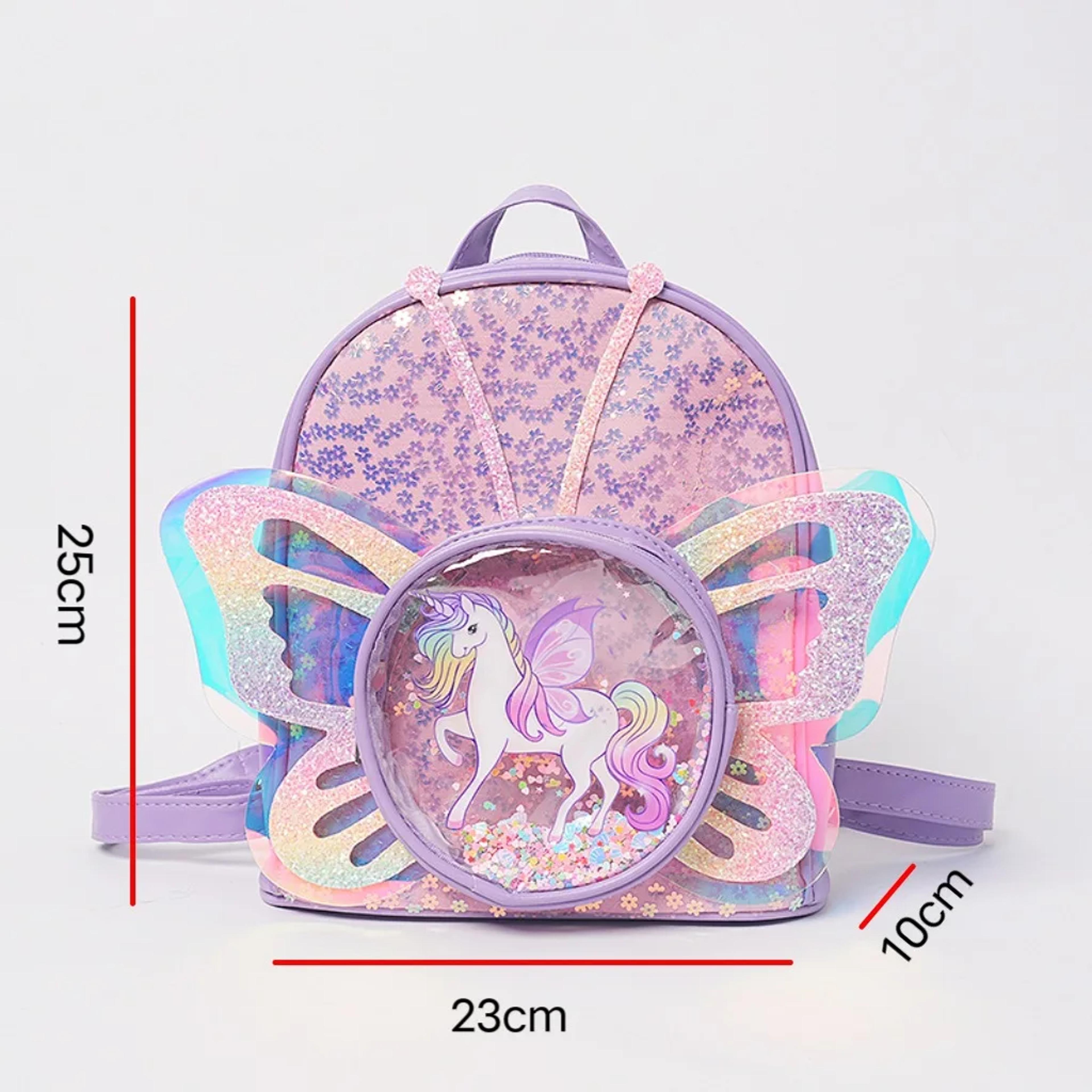 Sparkle Unicorn Kids Backpack With Butterfly Wings Back To School Backpack For Girls Kindergarten 3