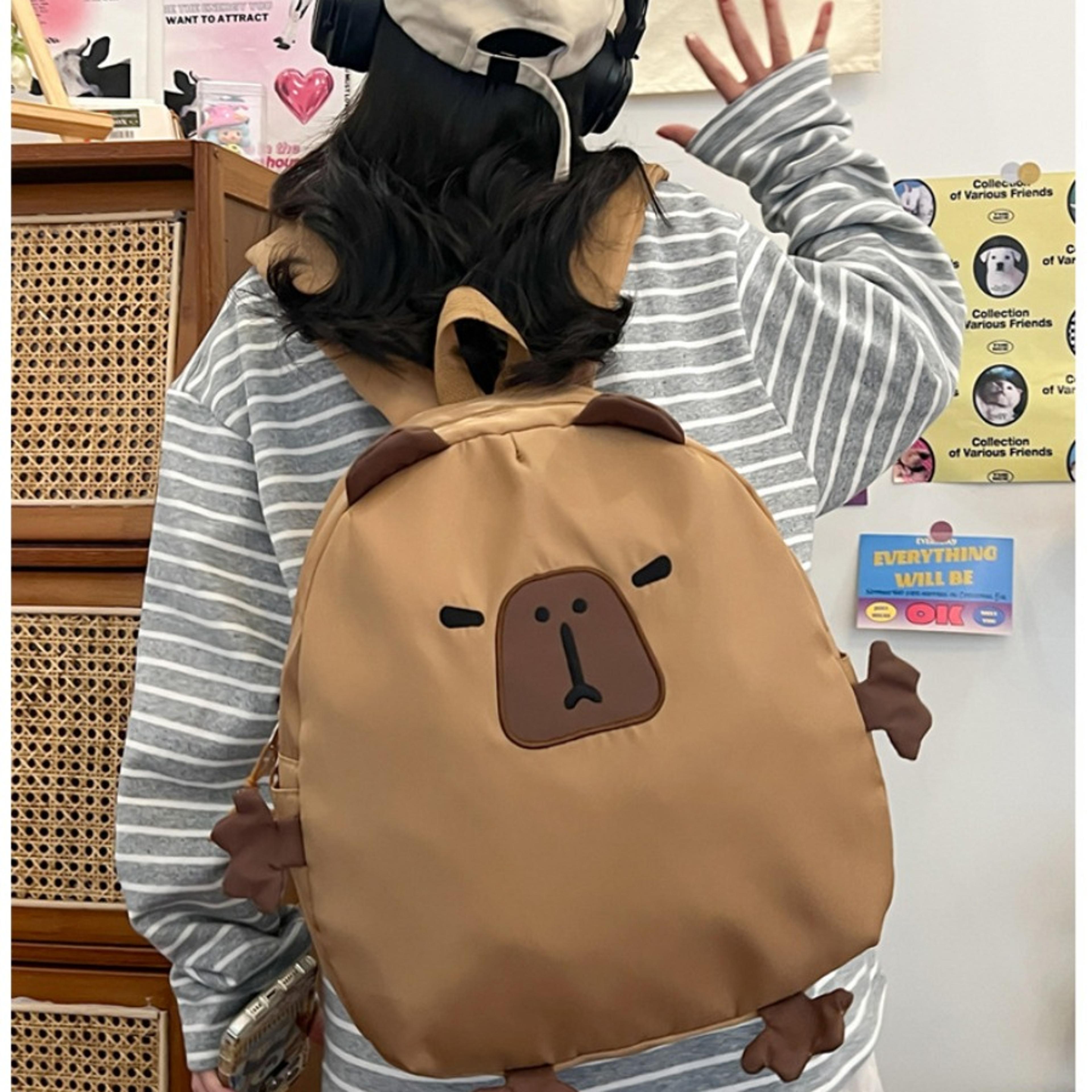 Kawaii Capybara Laptop Backpack For Kids Large Capacity Travel Bag Back To School Backpack 3
