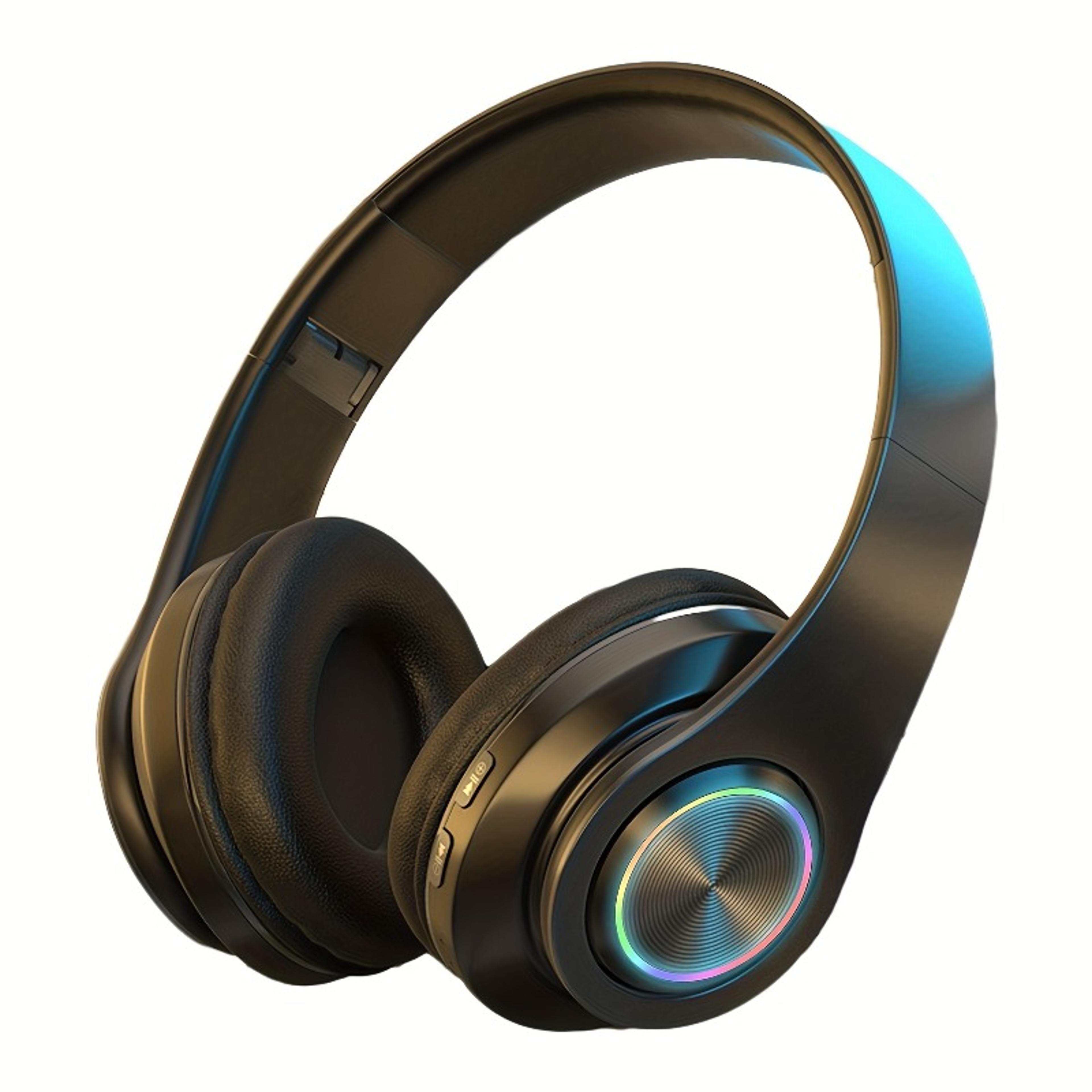 Wireless Over Ear Noise Cancelling Bluetooth Headphones With Deep Bass  Foldable LED Design 2