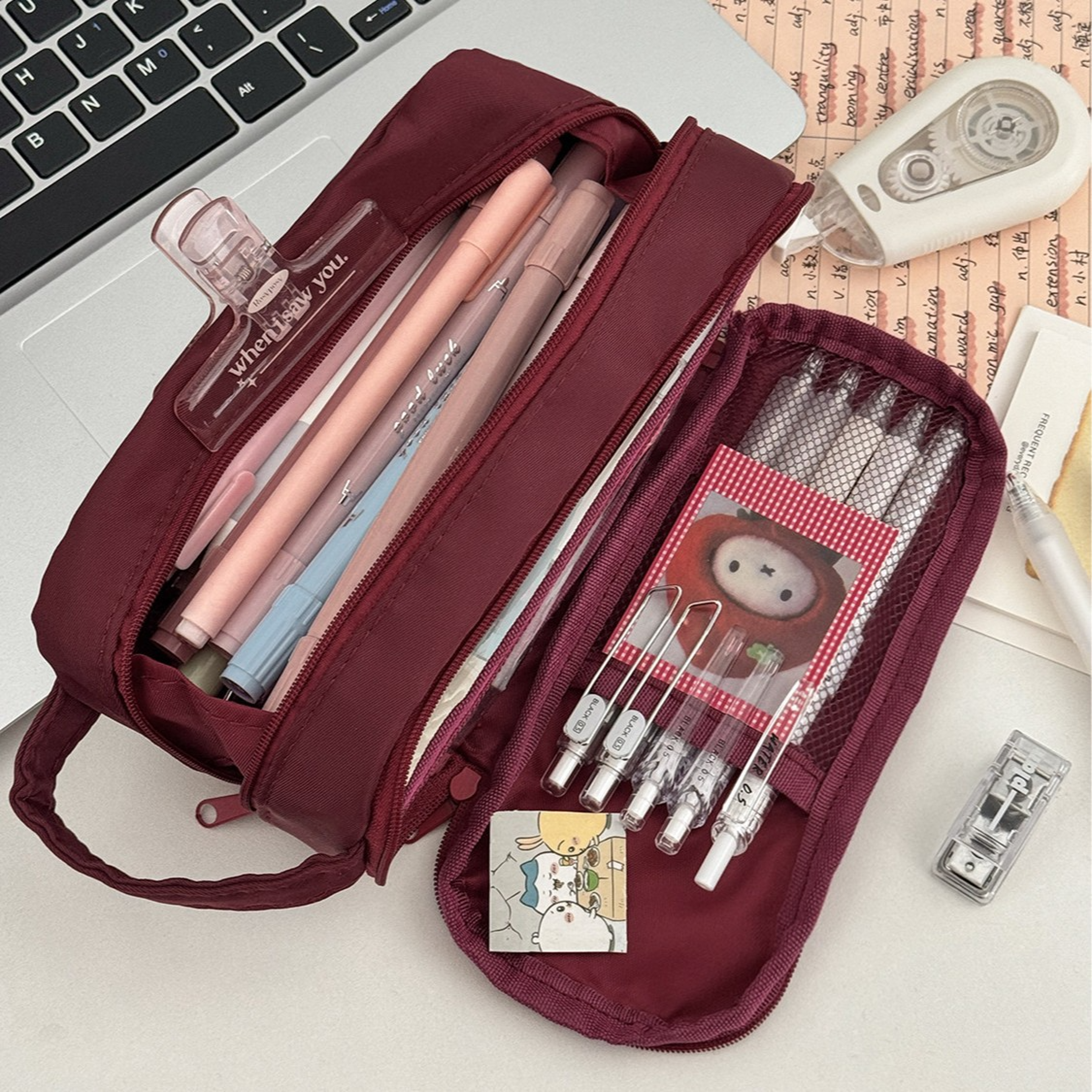 Large Capacity Multi Compartment Pencil Case Stationery Organizer For Students 5