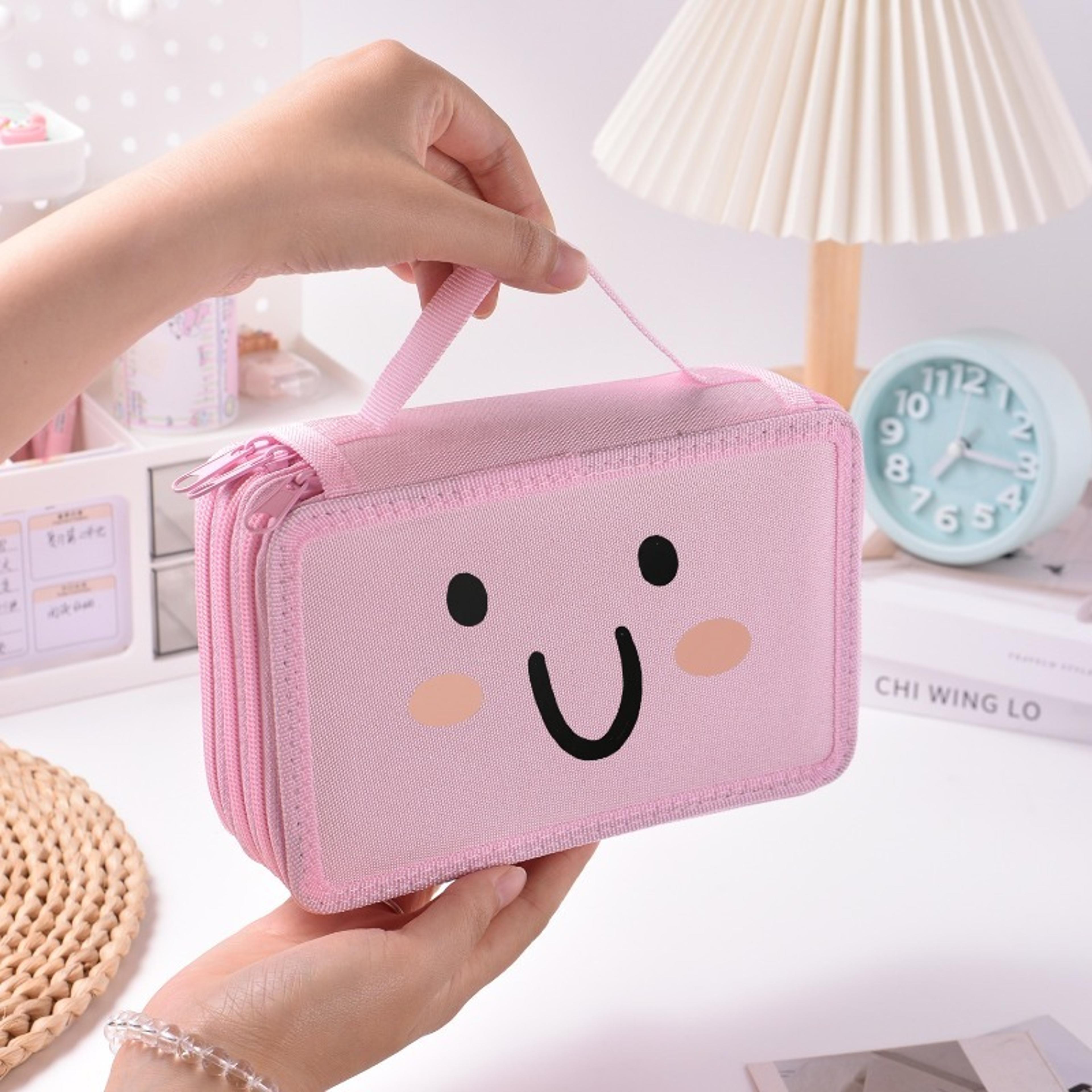 Large Capacity Pencil Case With Smiley Face Cute Pencil Pouch  Desk Organizer 4