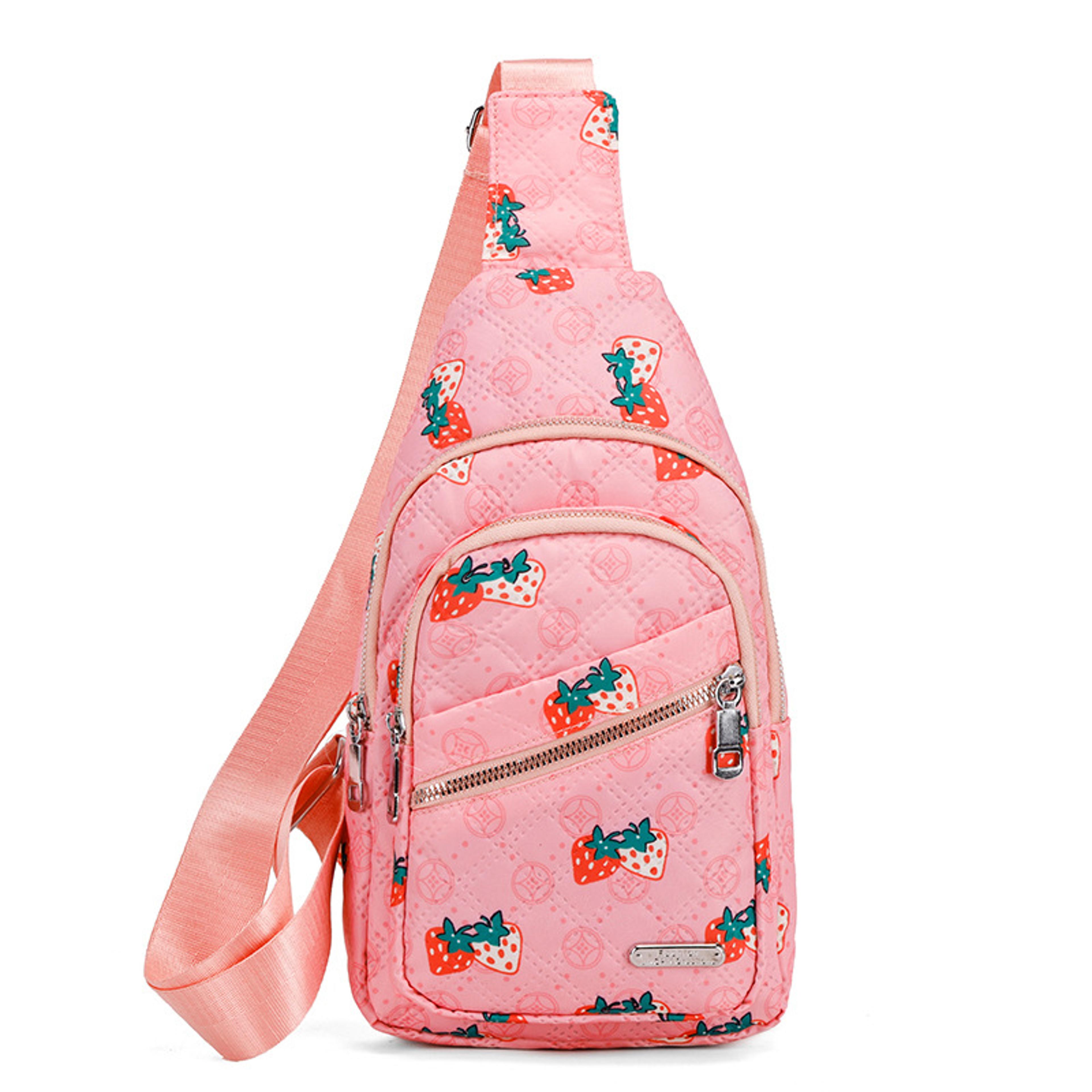 Floral Nylon Sling Bag For Women Travel Crossbody Chest Pack Back To School Backpack 5