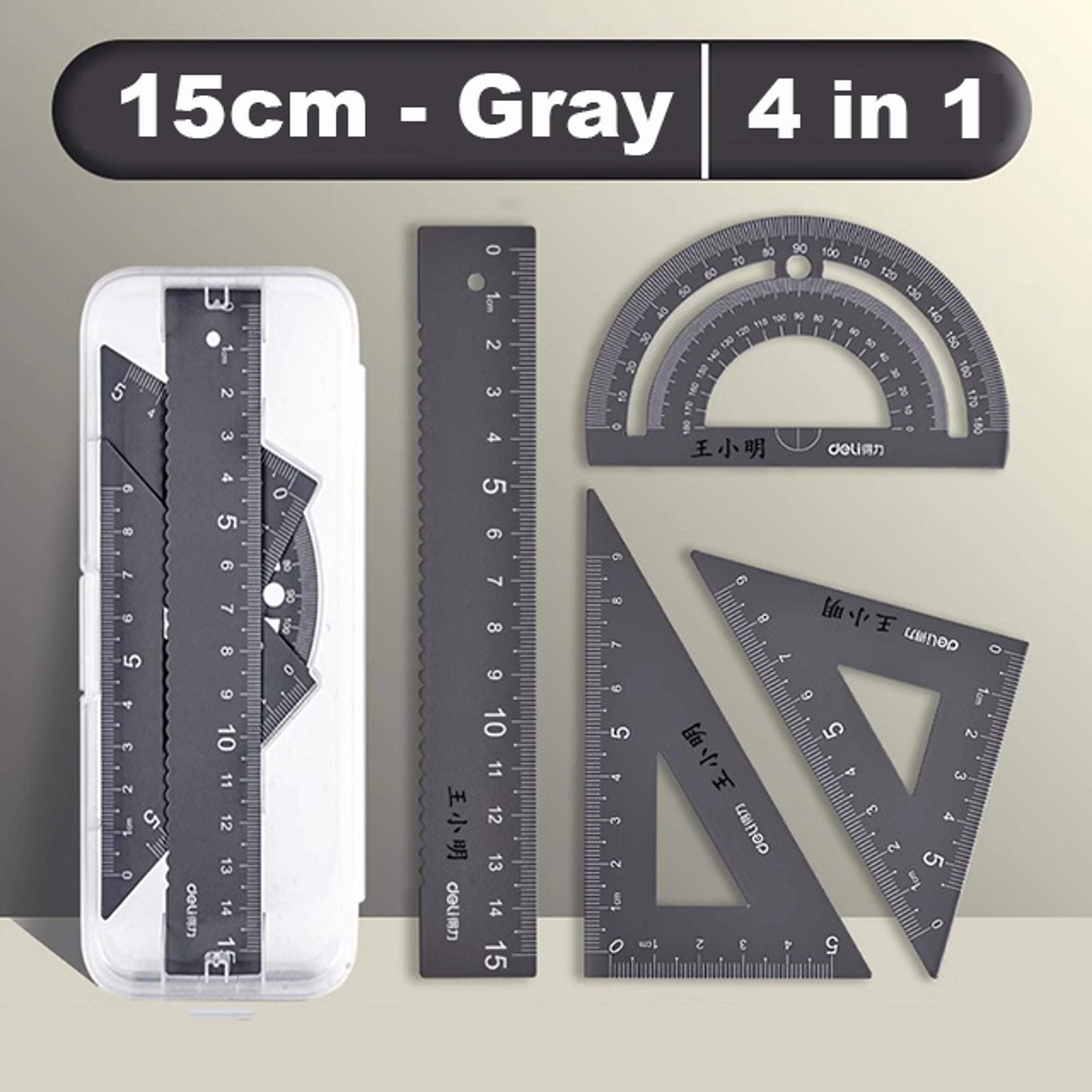 Deli Metal Math Geometry Kit Durable Drafting Set With Straight Ruler Protractor For Back To School