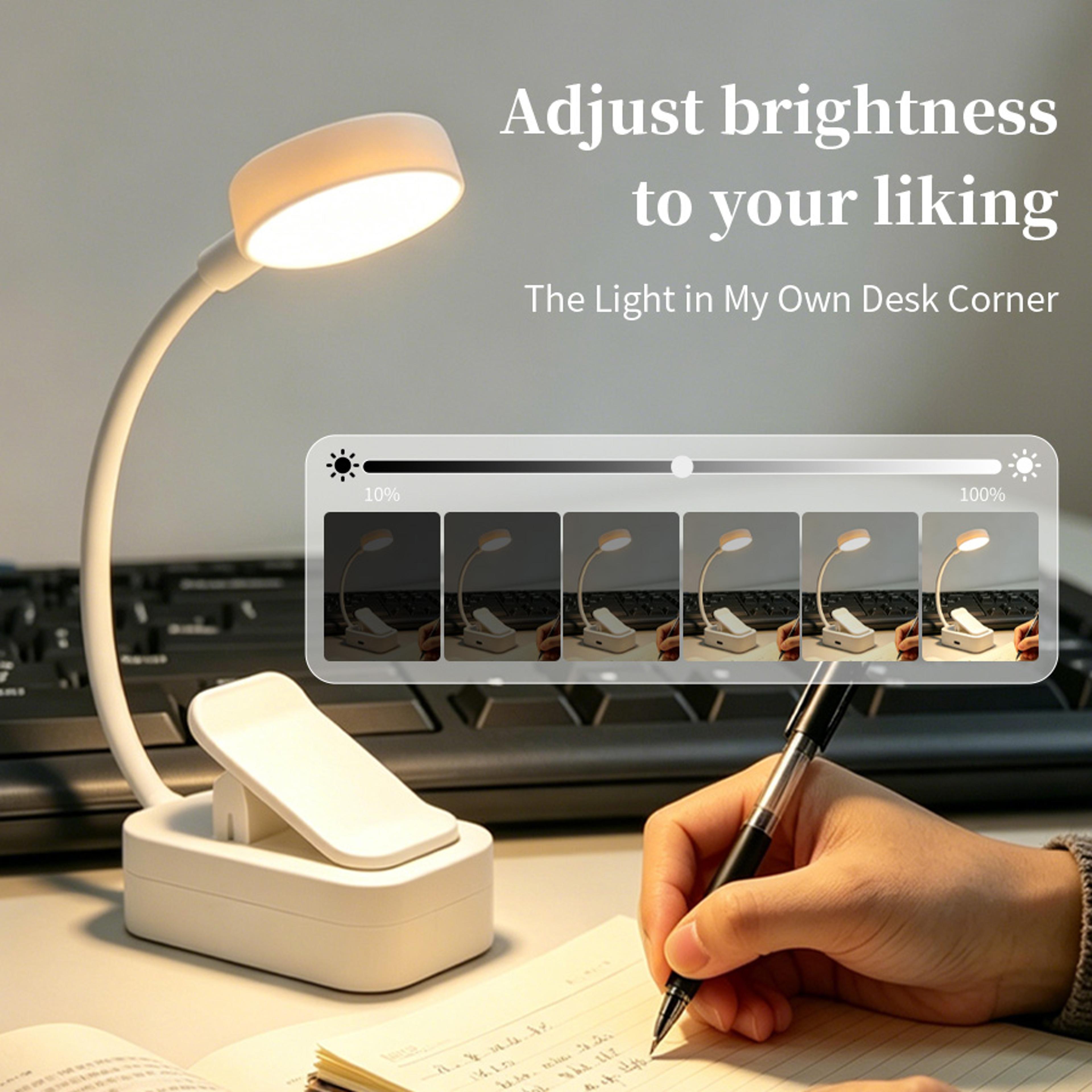 Rechargeable Desk Lamp Clip On LED Reading Light With Light Modes And Flexible Gooseneck 4
